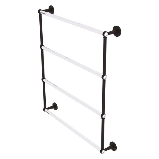 Allied Brass Clearview 32.6" x 4.6" Oil Rubbed Bronze Solid Brass Four-Tiered Ladder Towel Bar With Twisted Accents