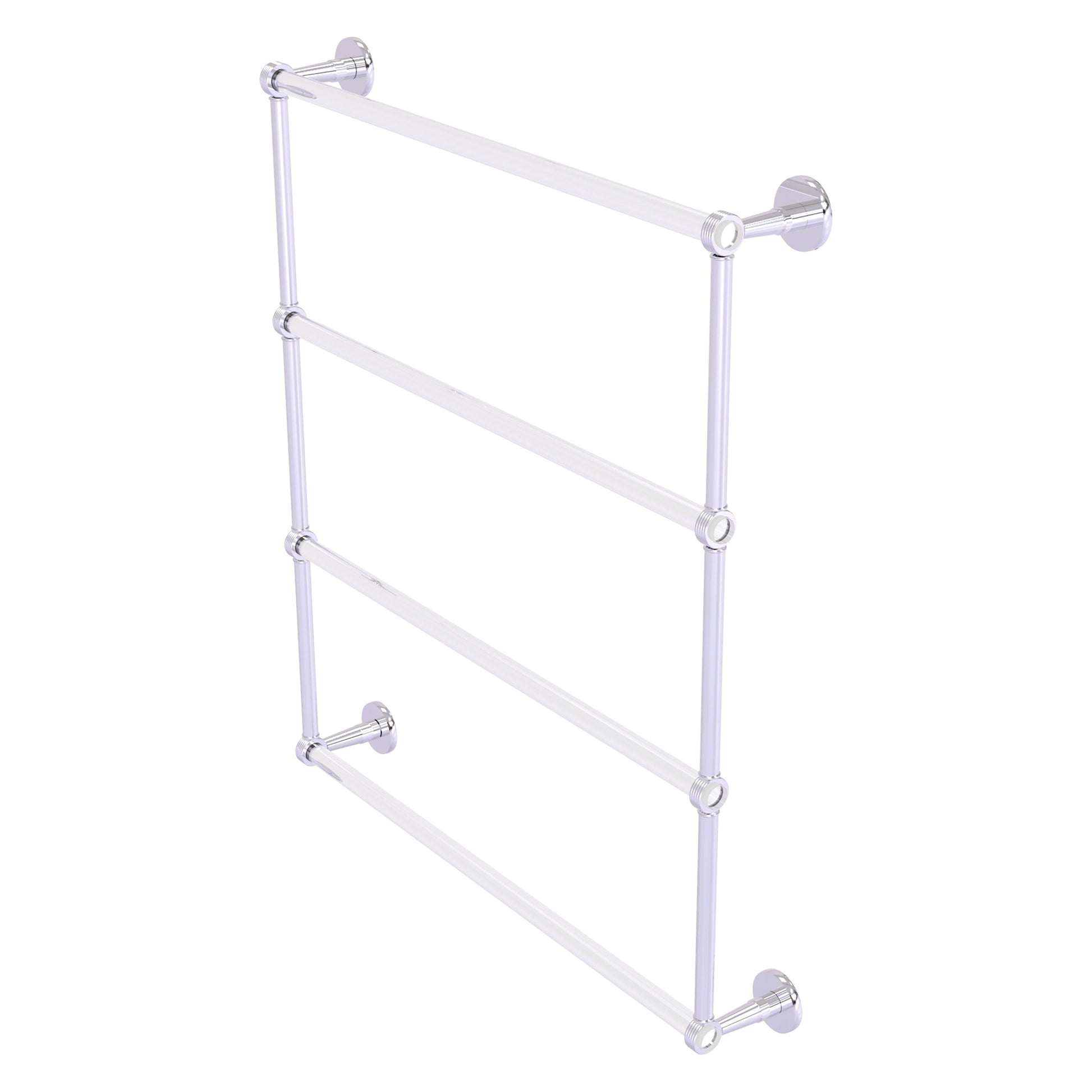 Allied Brass Clearview 32.6" x 4.6" Polished Chrome Solid Brass Four-Tiered Ladder Towel Bar With Grooved Accents
