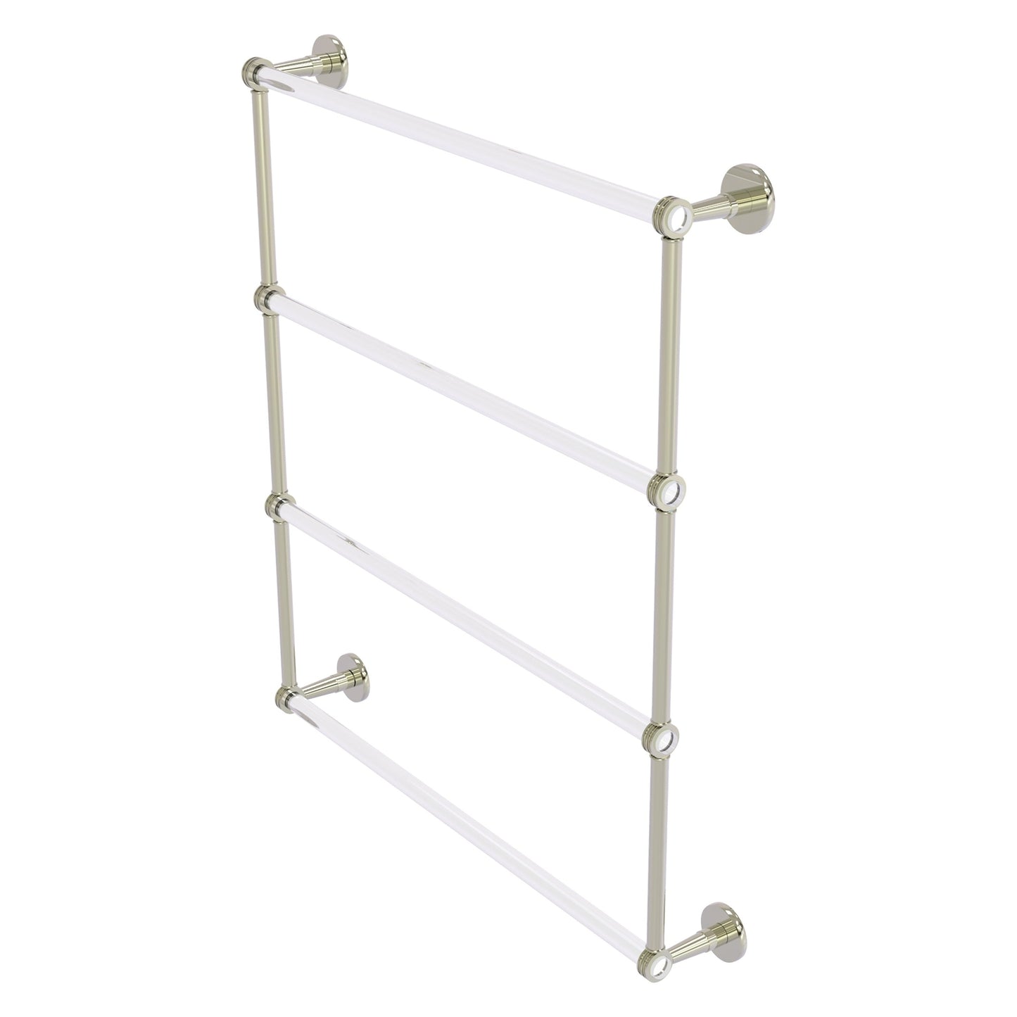 Allied Brass Clearview 32.6" x 4.6" Polished Nickel Solid Brass Four-Tiered Ladder Towel Bar With Dotted Accents