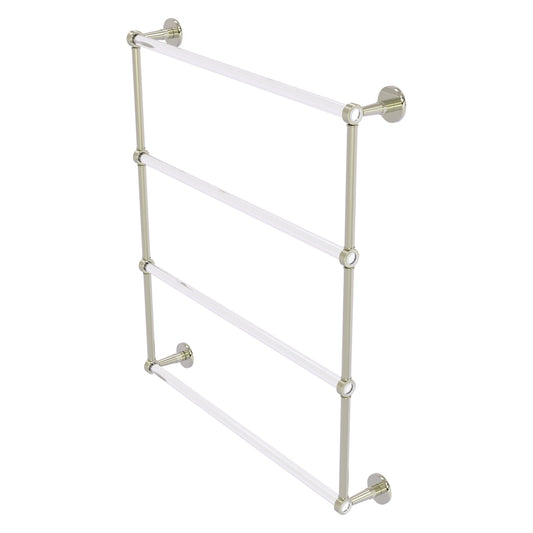 Allied Brass Clearview 32.6" x 4.6" Polished Nickel Solid Brass Four-Tiered Ladder Towel Bar With Grooved Accents