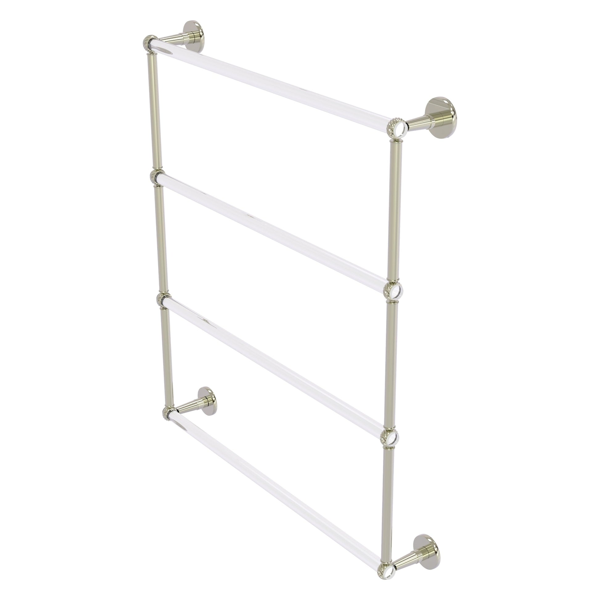 Allied Brass Clearview 32.6" x 4.6" Polished Nickel Solid Brass Four-Tiered Ladder Towel Bar With Twisted Accents