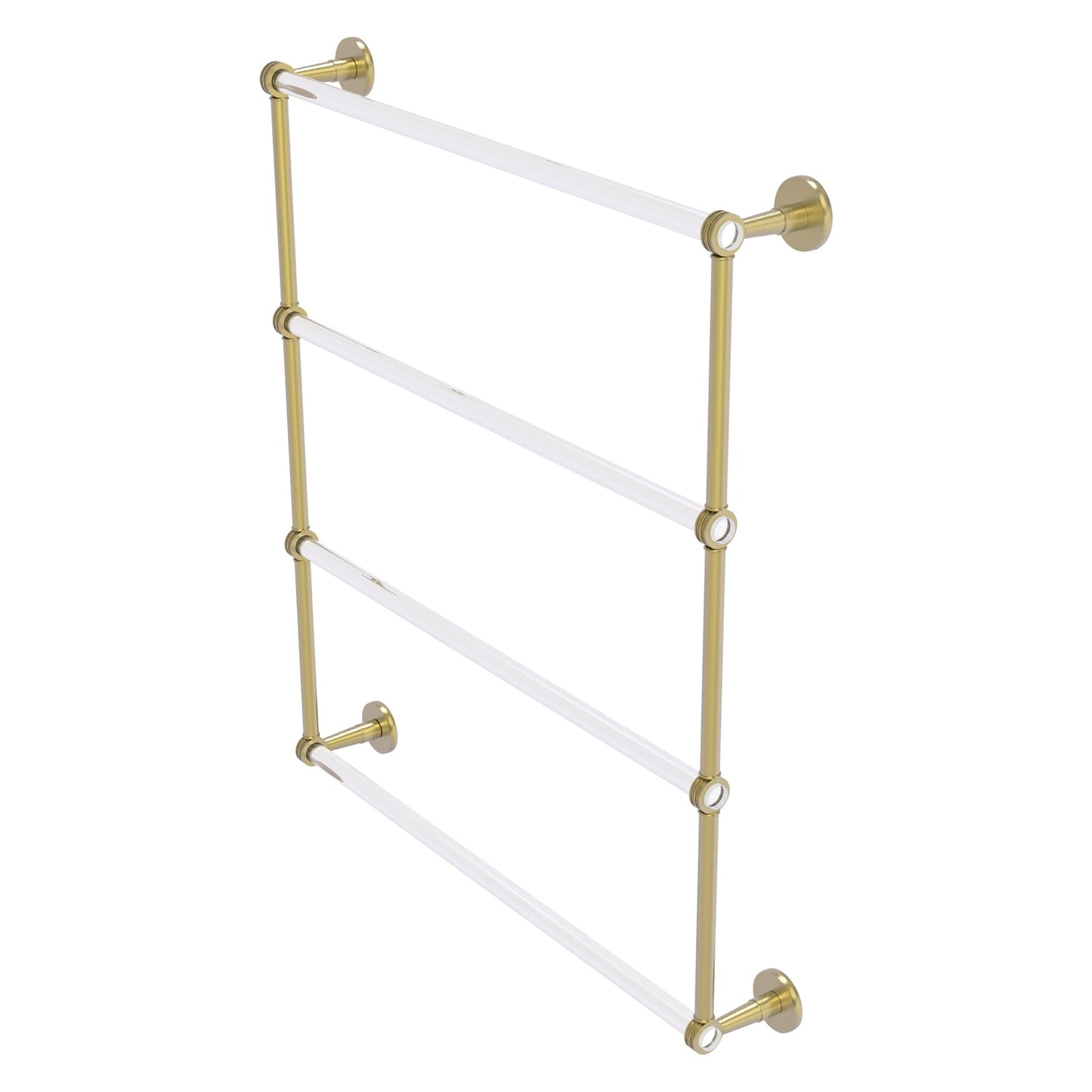 Allied Brass Clearview 32.6" x 4.6" Satin Brass Solid Brass Four-Tiered Ladder Towel Bar With Dotted Accents