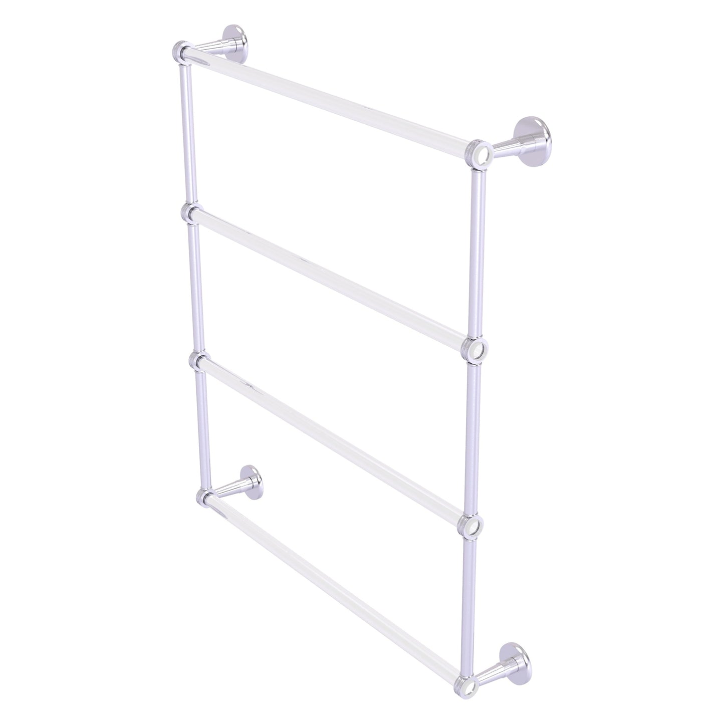 Allied Brass Clearview 32.6" x 4.6" Satin Chrome Solid Brass Four-Tiered Ladder Towel Bar With Dotted Accents