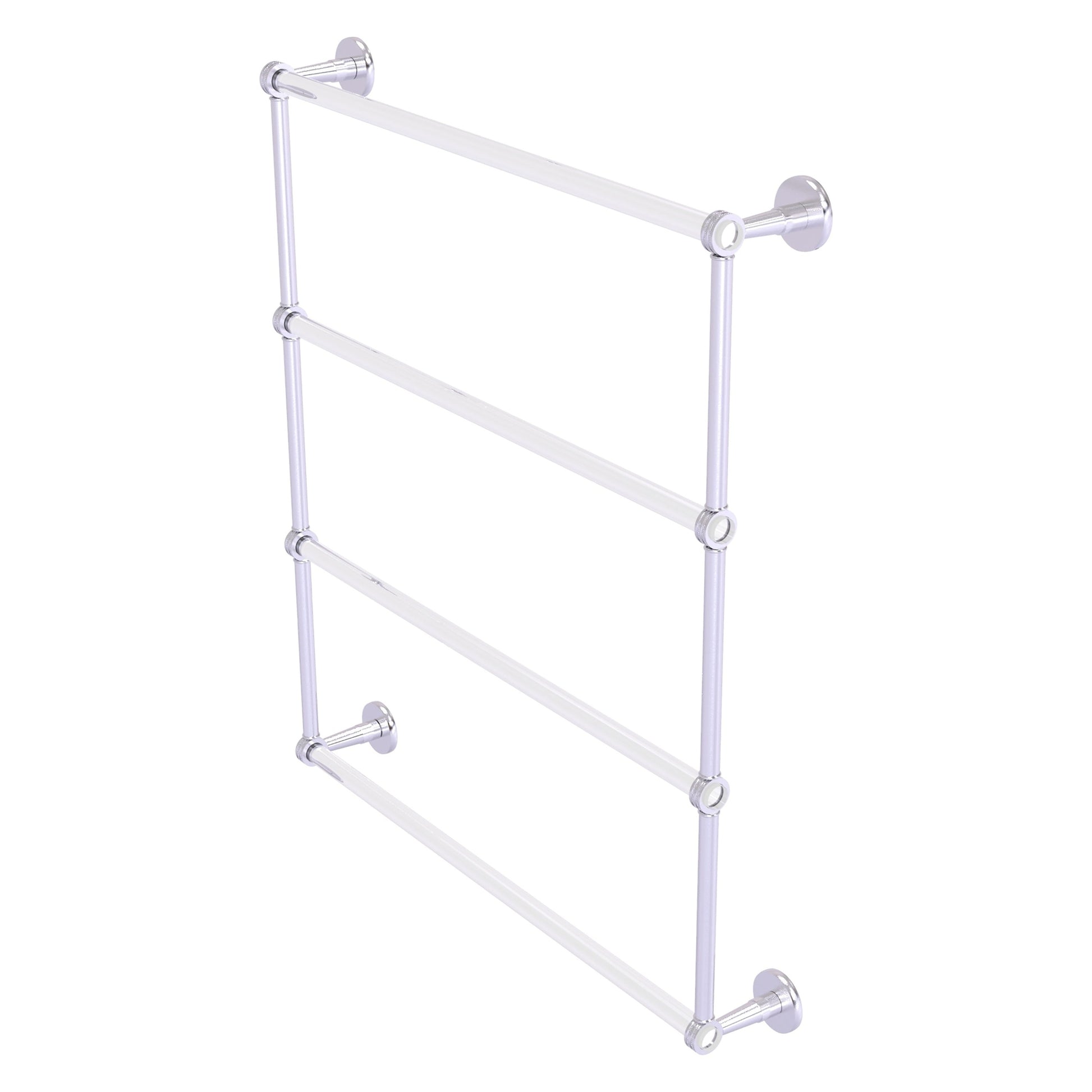 Allied Brass Clearview 32.6" x 4.6" Satin Chrome Solid Brass Four-Tiered Ladder Towel Bar With Dotted Accents