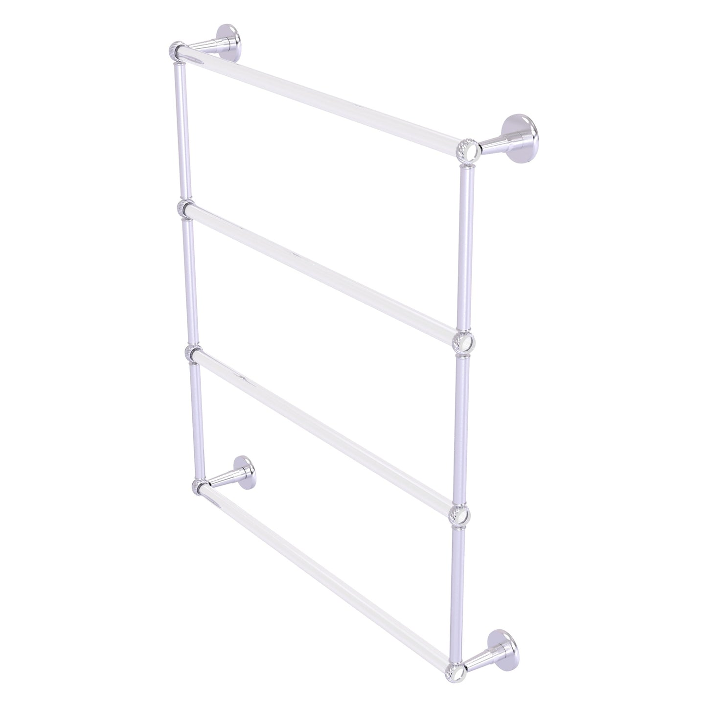 Allied Brass Clearview 32.6" x 4.6" Satin Chrome Solid Brass Four-Tiered Ladder Towel Bar With Twisted Accents