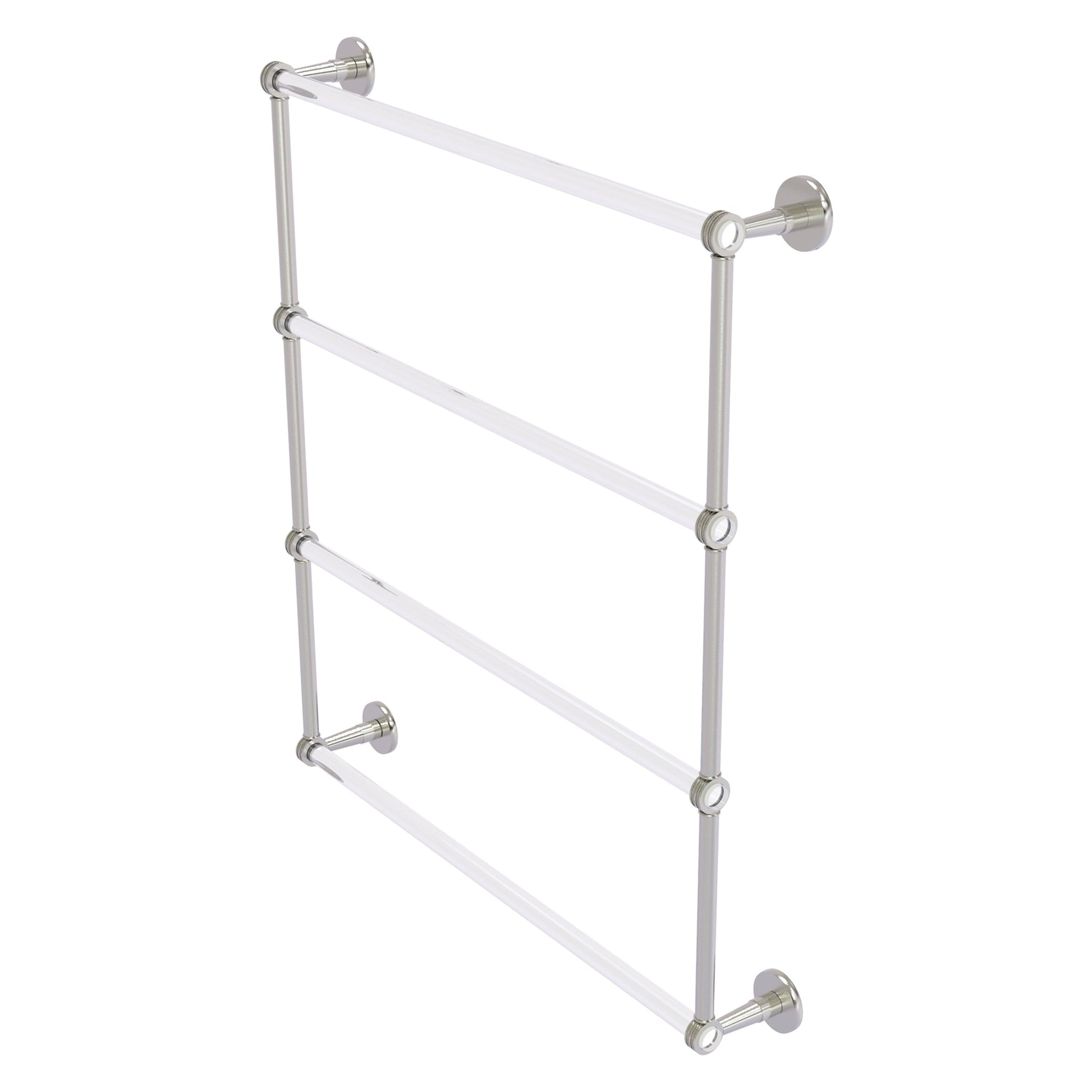 Allied Brass Clearview 32.6" x 4.6" Satin Nickel Solid Brass Four-Tiered Ladder Towel Bar With Dotted Accents