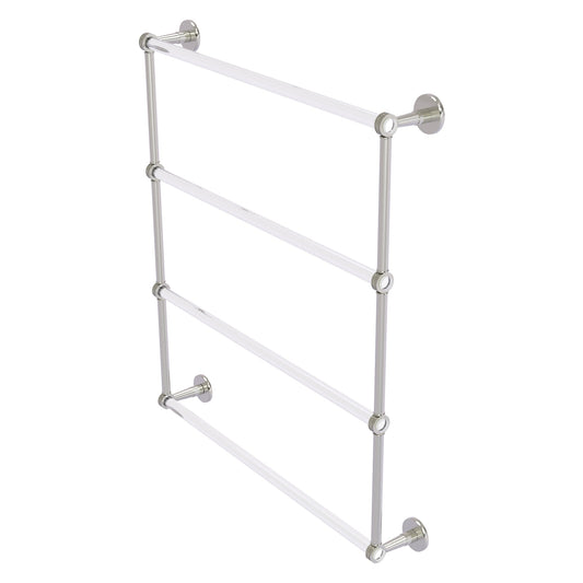 Allied Brass Clearview 32.6" x 4.6" Satin Nickel Solid Brass Four-Tiered Ladder Towel Bar With Dotted Accents