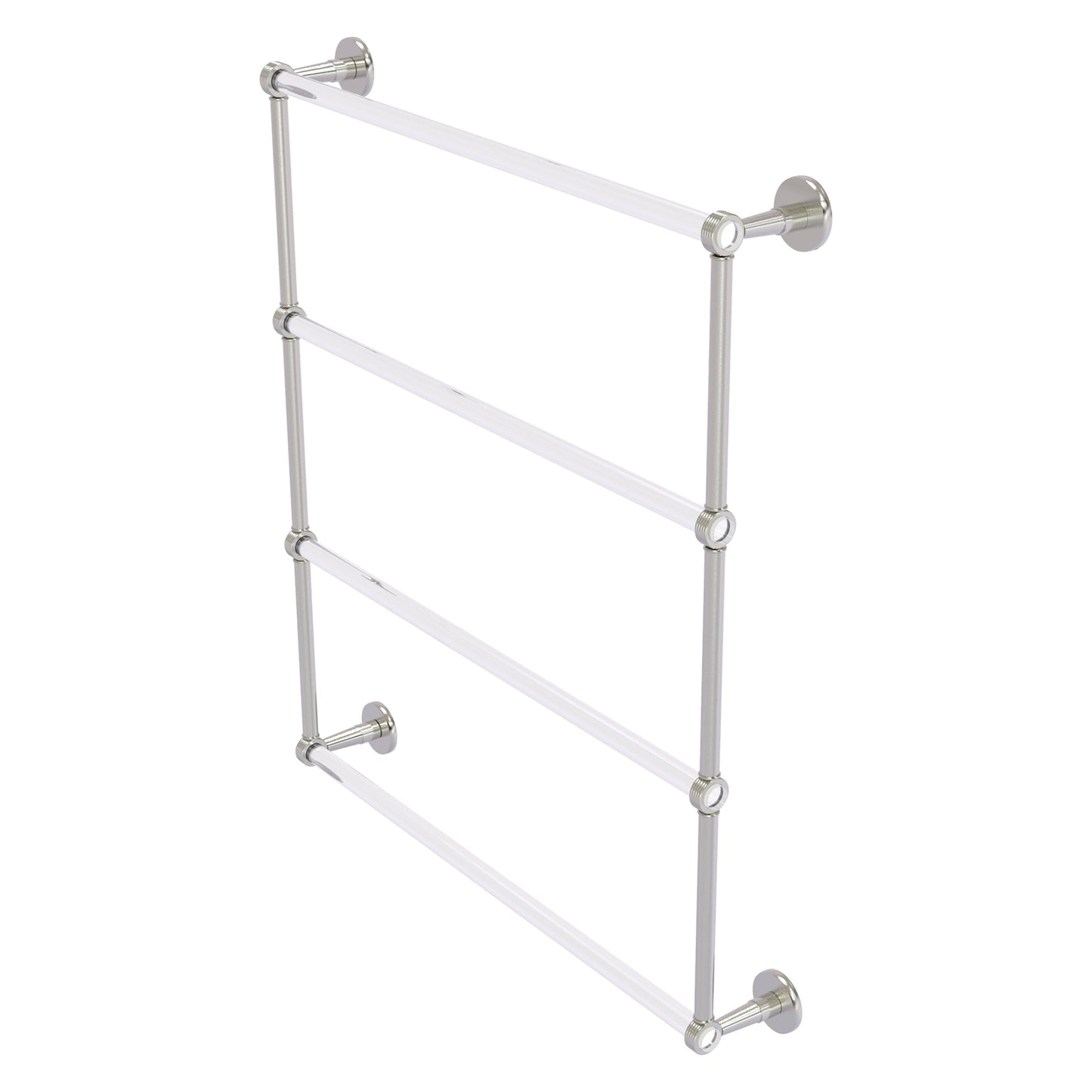 Allied Brass Clearview 32.6" x 4.6" Satin Nickel Solid Brass Four-Tiered Ladder Towel Bar With Grooved Accents
