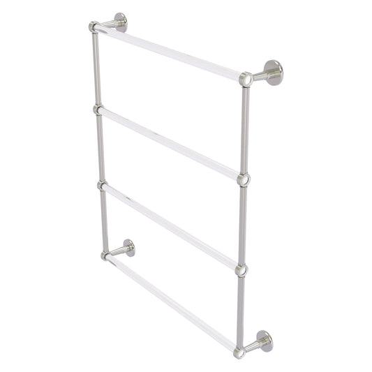 Allied Brass Clearview 32.6" x 4.6" Satin Nickel Solid Brass Four-Tiered Ladder Towel Bar With Grooved Accents