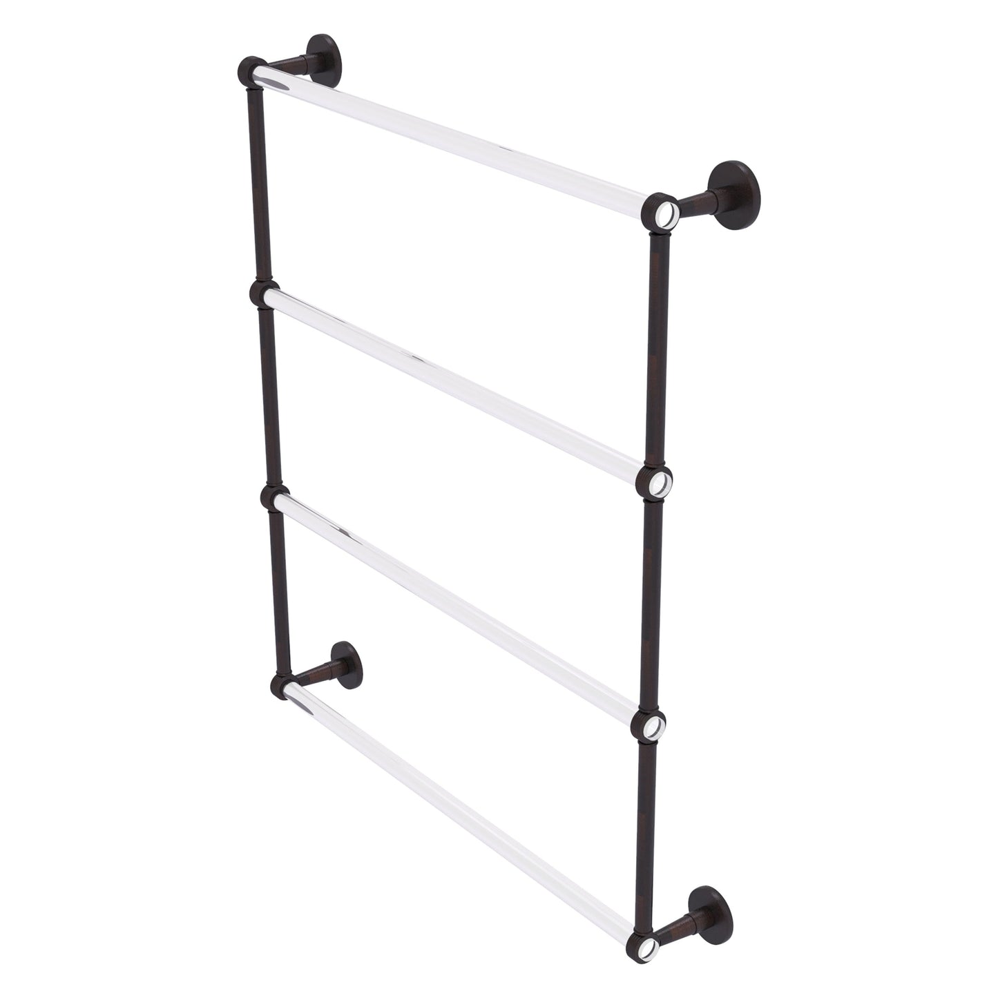 Allied Brass Clearview 32.6" x 4.6" Venetian Bronze Solid Brass Four-Tiered Ladder Towel Bar With Grooved Accents