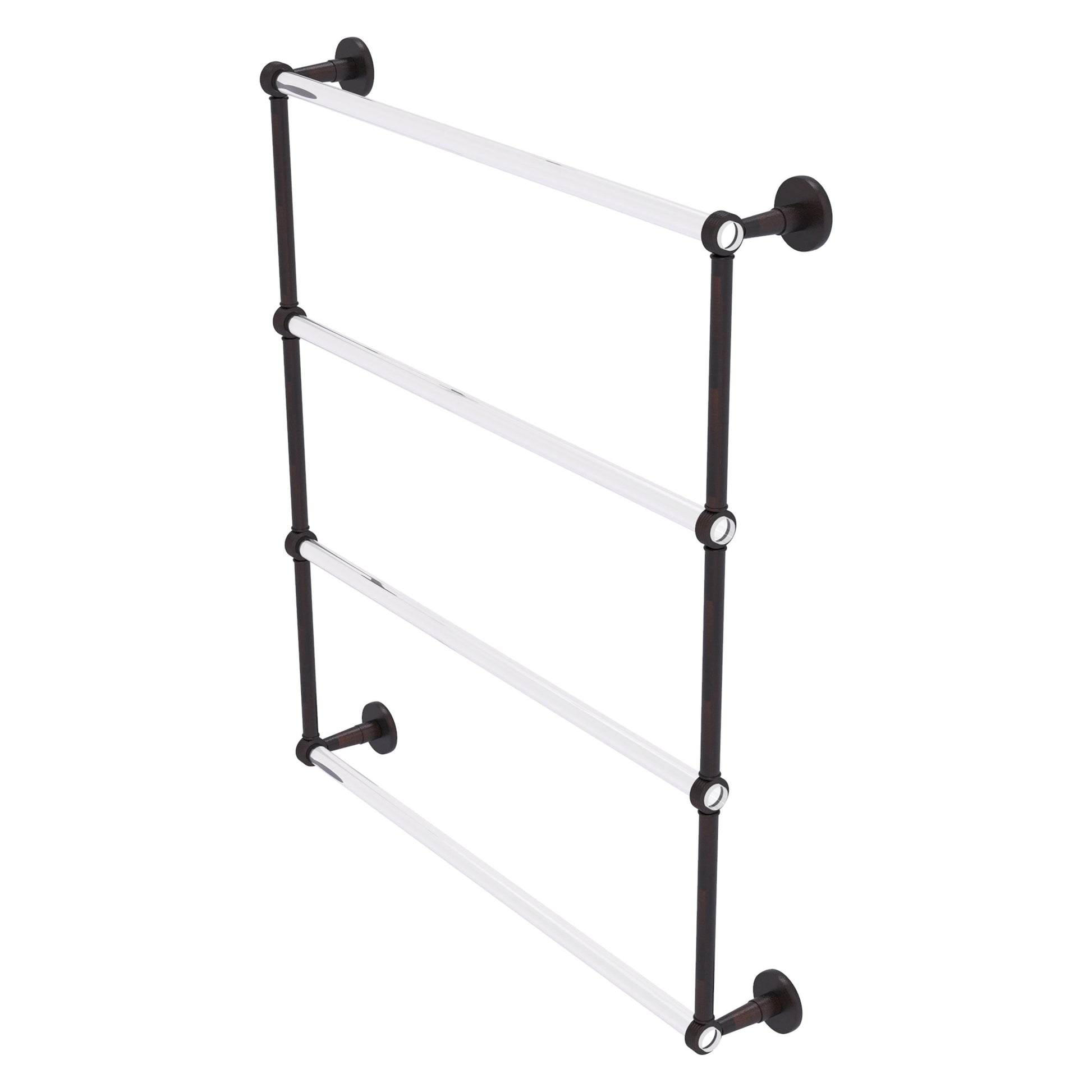 Allied Brass Clearview 32.6" x 4.6" Venetian Bronze Solid Brass Four-Tiered Ladder Towel Bar With Grooved Accents