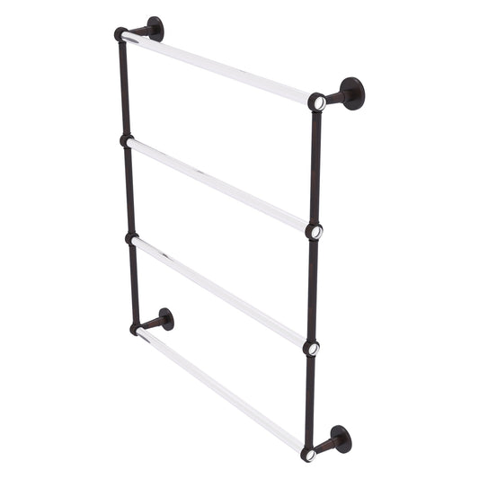 Allied Brass Clearview 32.6" x 4.6" Venetian Bronze Solid Brass Four-Tiered Ladder Towel Bar With Grooved Accents