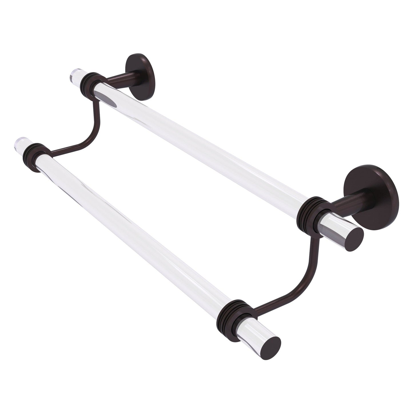 Allied Brass Clearview 34" x 5.5" Antique Bronze Solid Brass Double Towel Bar With Dotted Accents