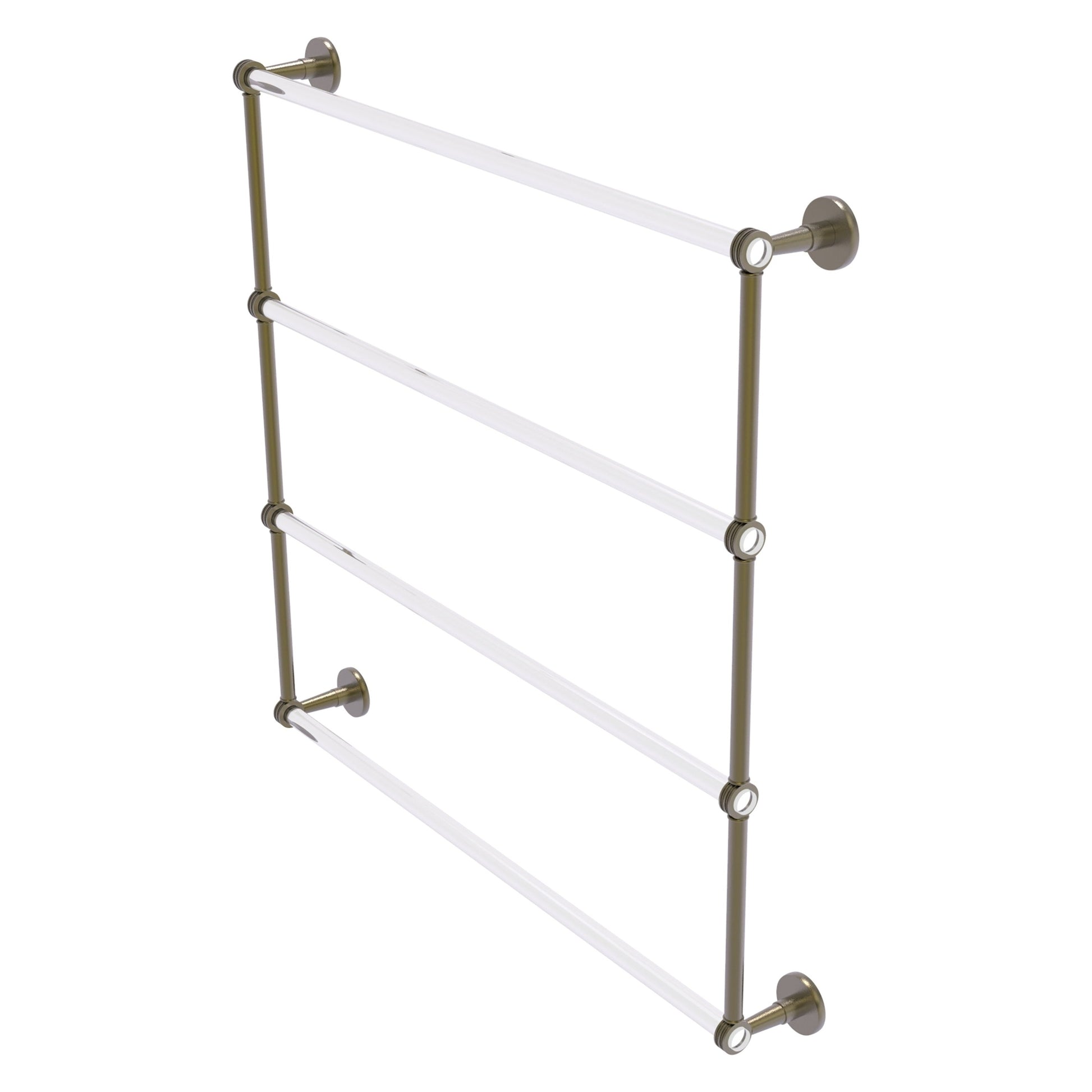 Allied Brass Clearview 38.6" x 4.6" Antique Brass Solid Brass Four-Tiered Ladder Towel Bar With Dotted Accents