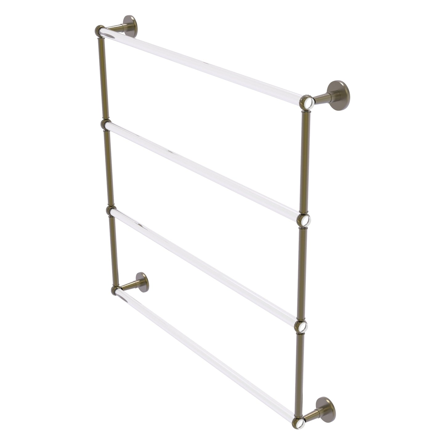 Allied Brass Clearview 38.6" x 4.6" Antique Brass Solid Brass Four-Tiered Ladder Towel Bar With Twisted Accents