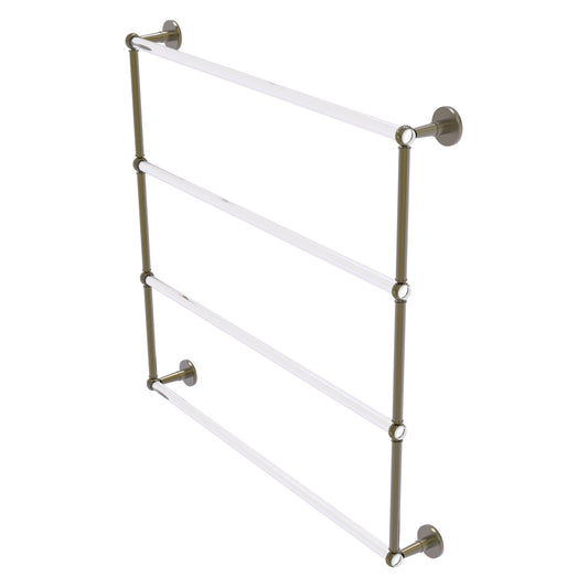 Allied Brass Clearview 38.6" x 4.6" Antique Brass Solid Brass Four-Tiered Ladder Towel Bar With Twisted Accents