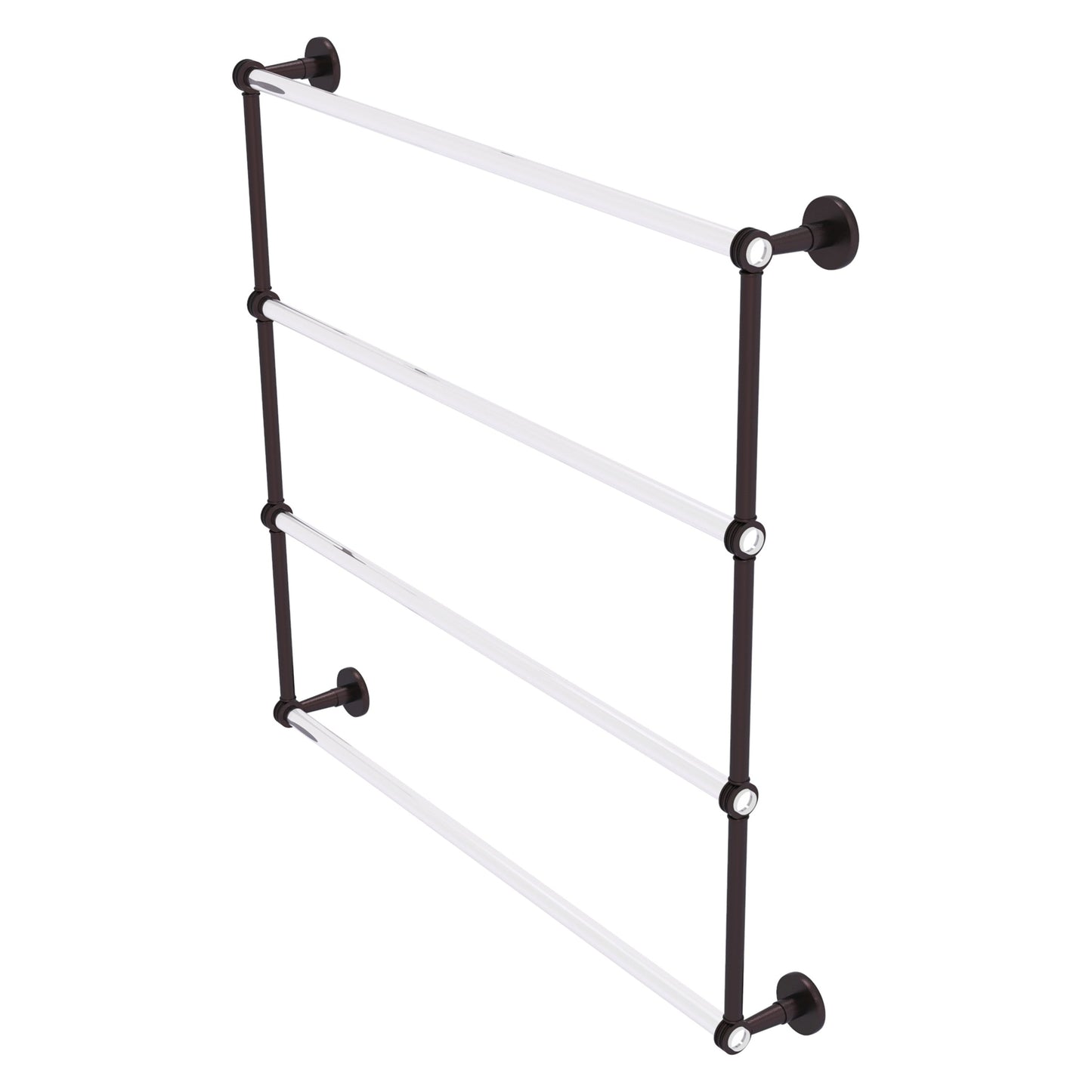 Allied Brass Clearview 38.6" x 4.6" Antique Bronze Solid Brass Four-Tiered Ladder Towel Bar With Dotted Accents