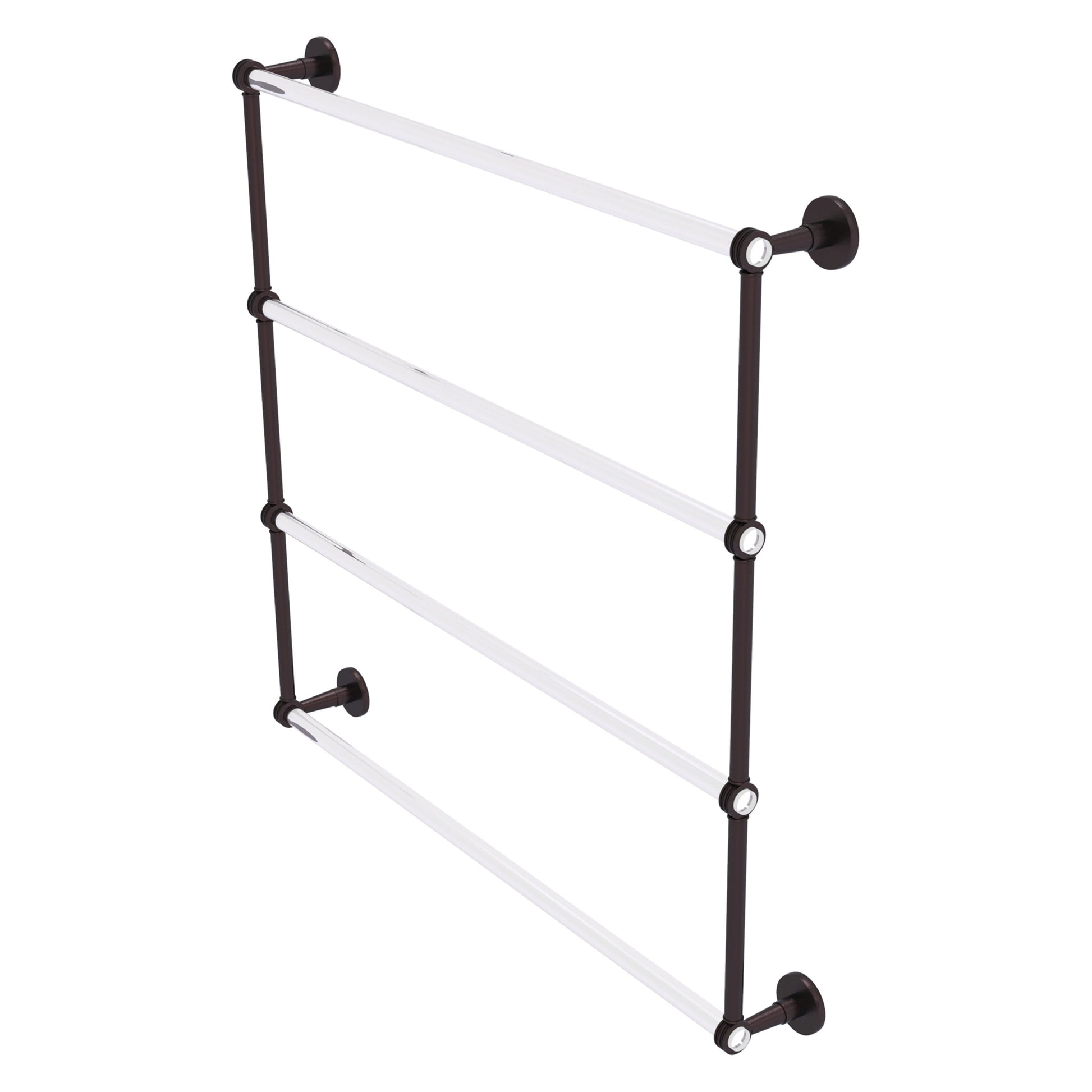 Allied Brass Clearview 38.6" x 4.6" Antique Bronze Solid Brass Four-Tiered Ladder Towel Bar With Dotted Accents