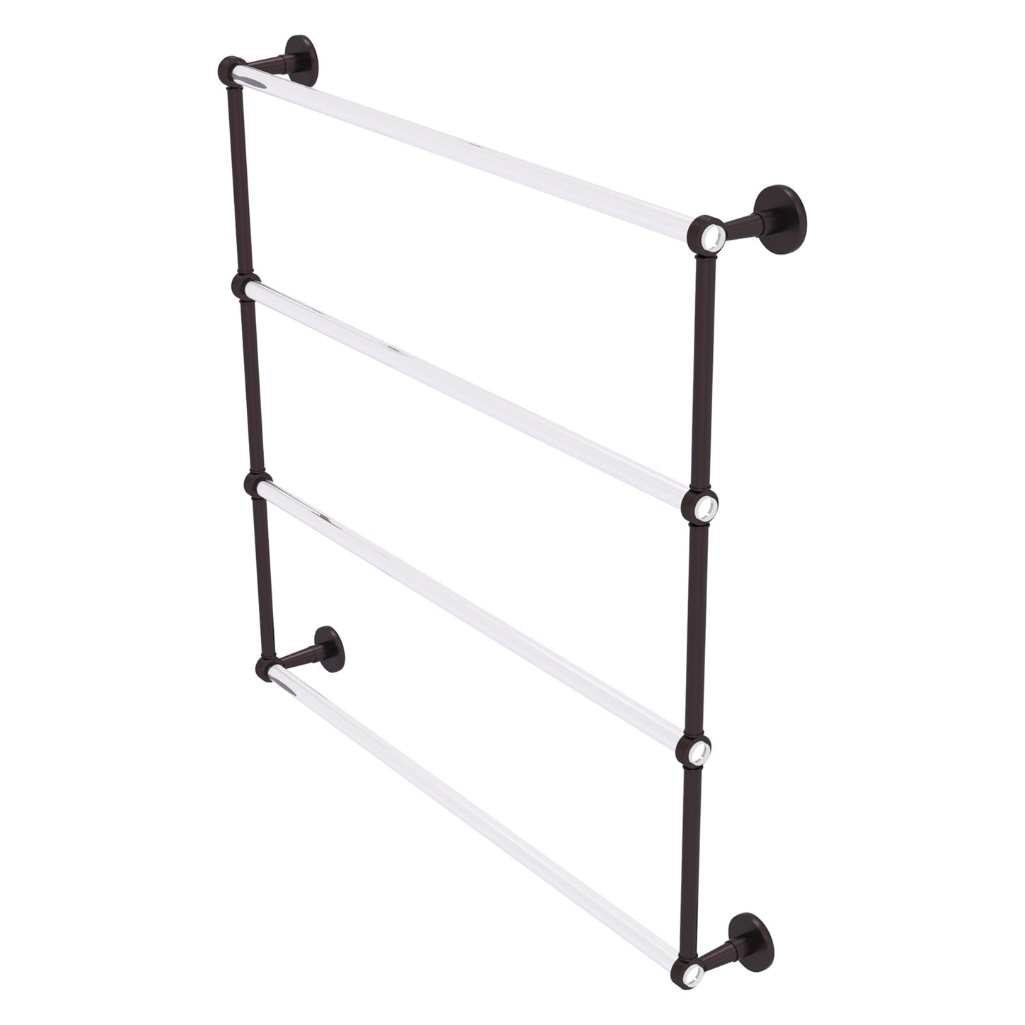 Allied Brass Clearview 38.6" x 4.6" Antique Bronze Solid Brass Four-Tiered Ladder Towel Bar With Grooved Accents
