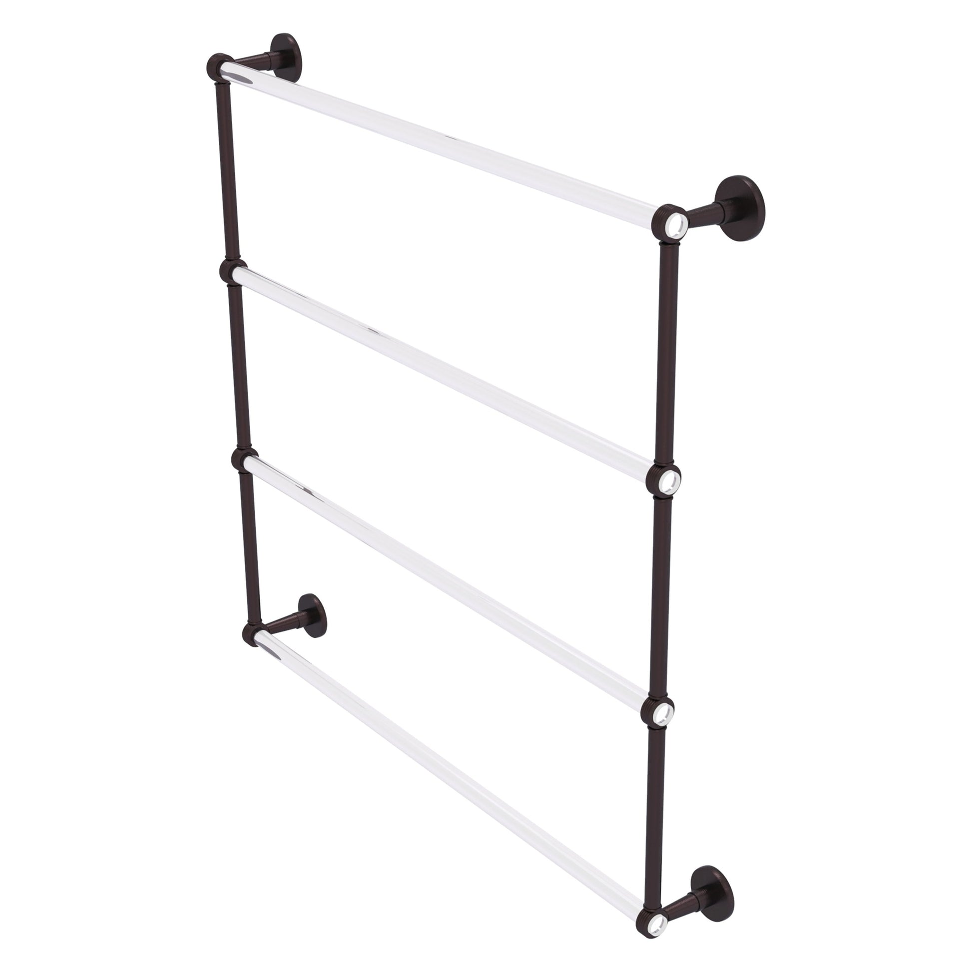 Allied Brass Clearview 38.6" x 4.6" Antique Bronze Solid Brass Four-Tiered Ladder Towel Bar With Grooved Accents