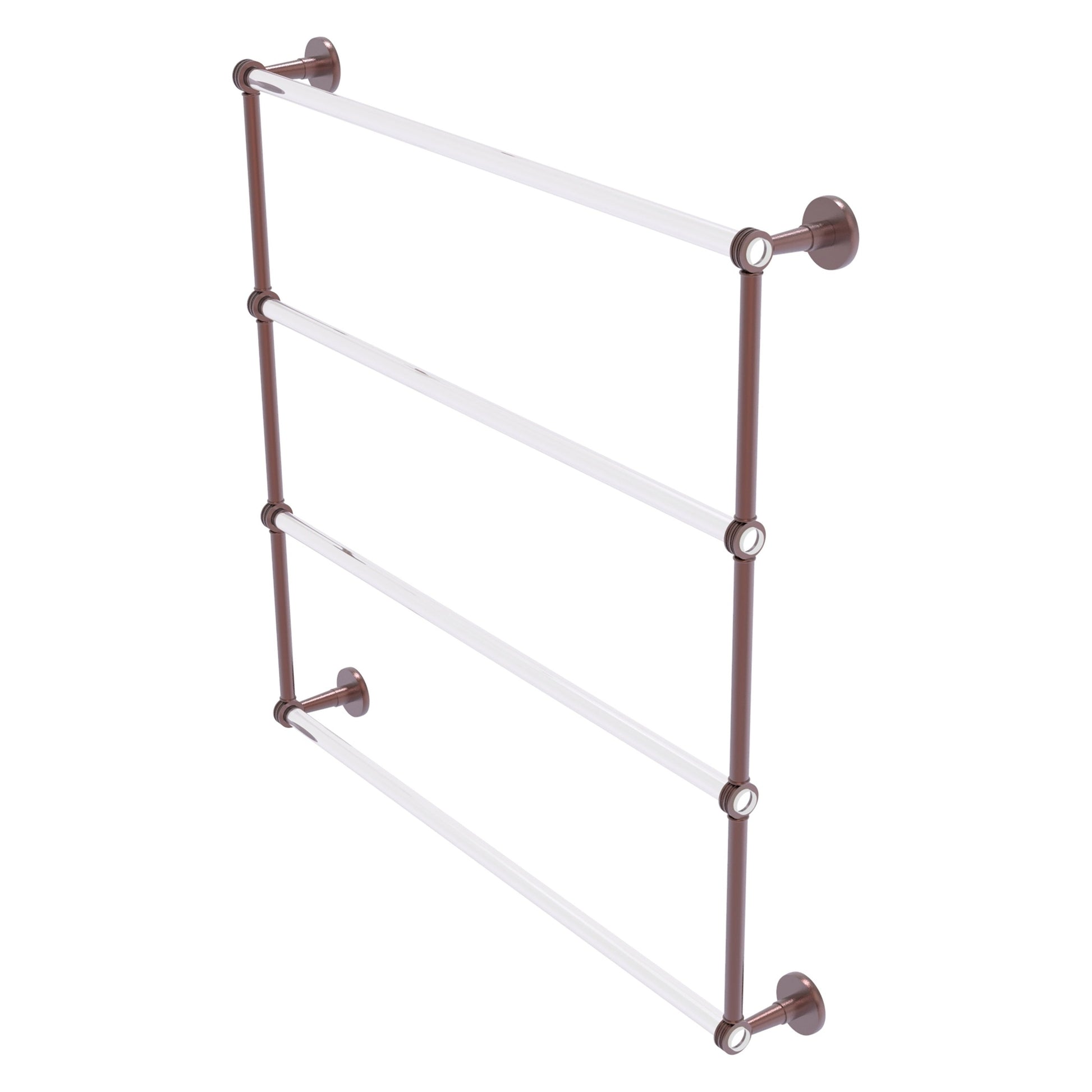 Allied Brass Clearview 38.6" x 4.6" Antique Copper Solid Brass Four-Tiered Ladder Towel Bar With Dotted Accents