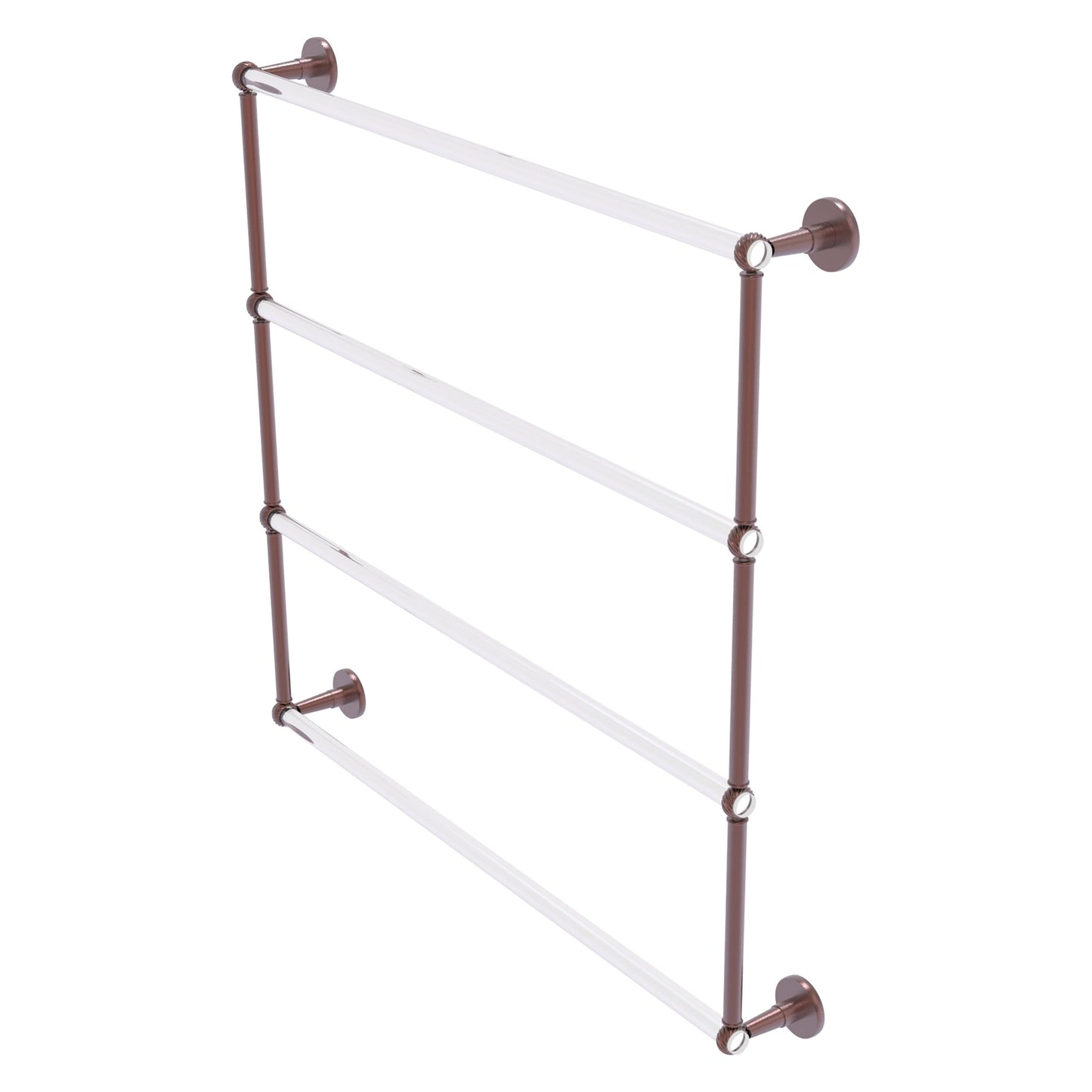 Allied Brass Clearview 38.6" x 4.6" Antique Copper Solid Brass Four-Tiered Ladder Towel Bar With Twisted Accents