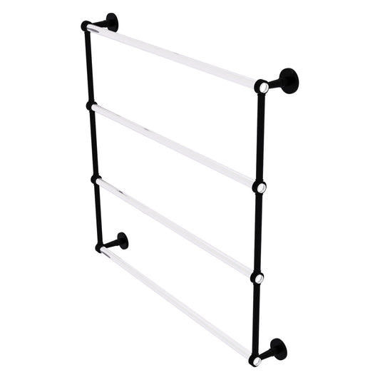 Allied Brass Clearview 38.6" x 4.6" Matte Black Solid Brass Four-Tiered Ladder Towel Bar With Dotted Accents