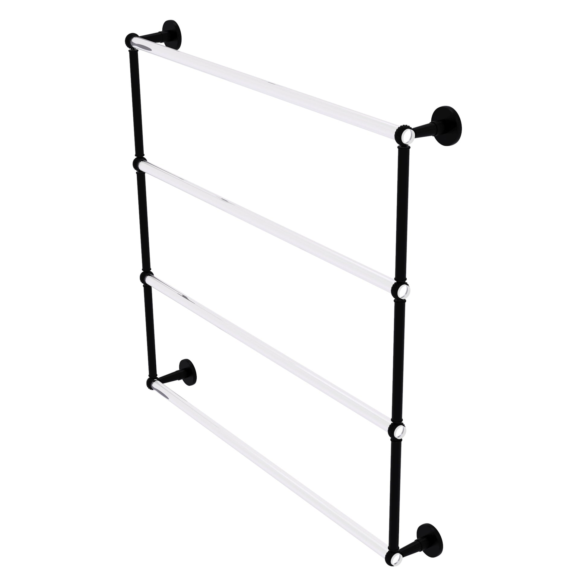 Allied Brass Clearview 38.6" x 4.6" Matte Black Solid Brass Four-Tiered Ladder Towel Bar With Twisted Accents
