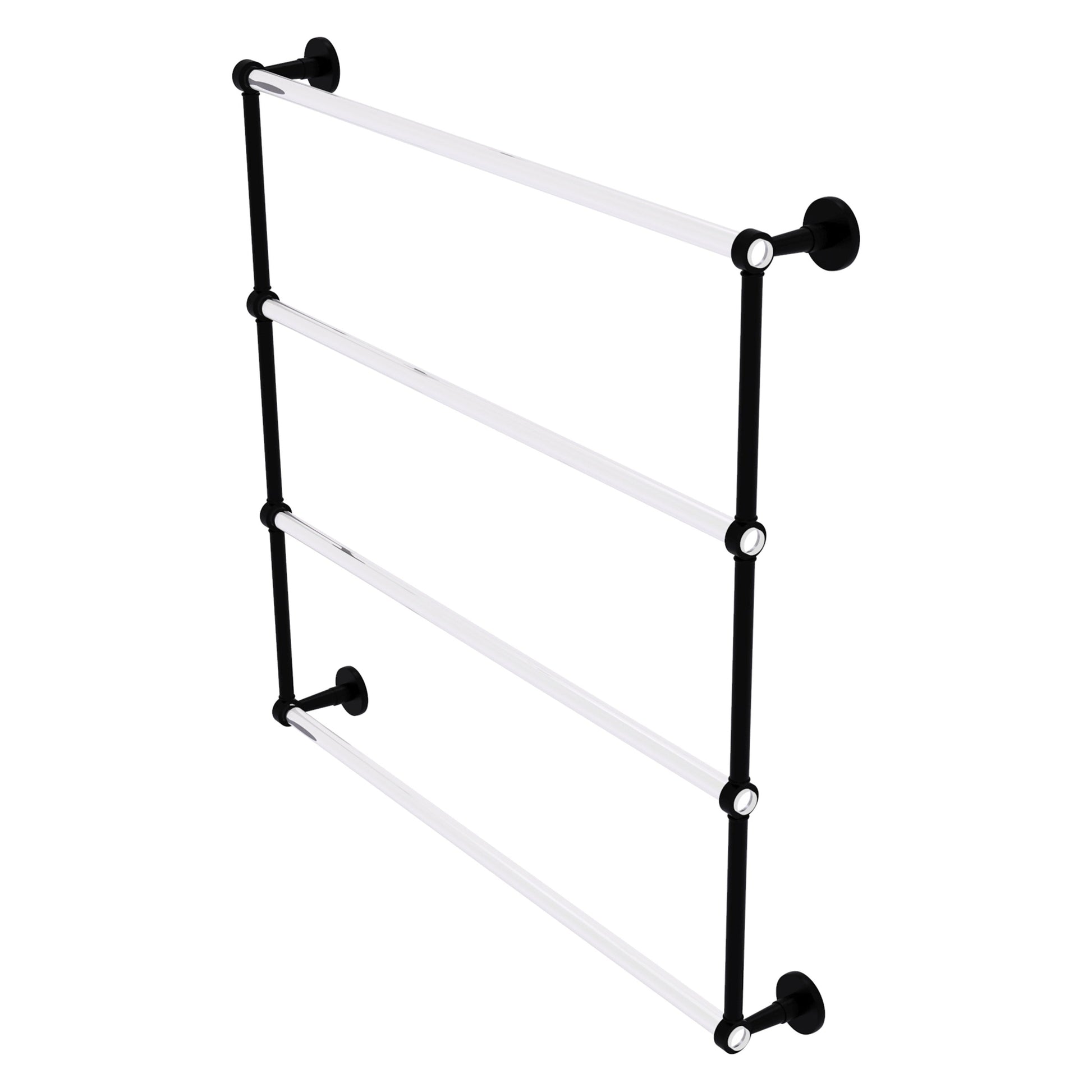 Allied Brass Clearview 38.6" x 4.6" Matte Black Solid Brass Four-Tiered Ladder Towel Bar