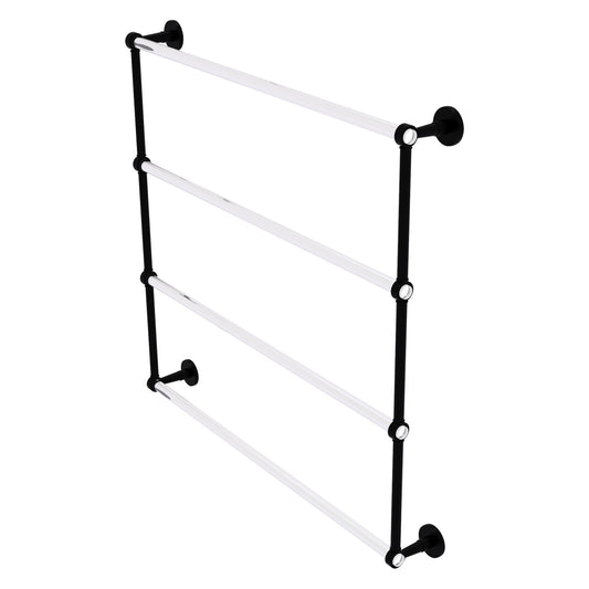 Allied Brass Clearview 38.6" x 4.6" Matte Black Solid Brass Four-Tiered Ladder Towel Bar