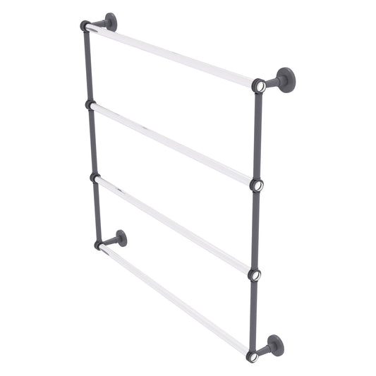 Allied Brass Clearview 38.6" x 4.6" Matte Gray Solid Brass Four-Tiered Ladder Towel Bar With Dotted Accents