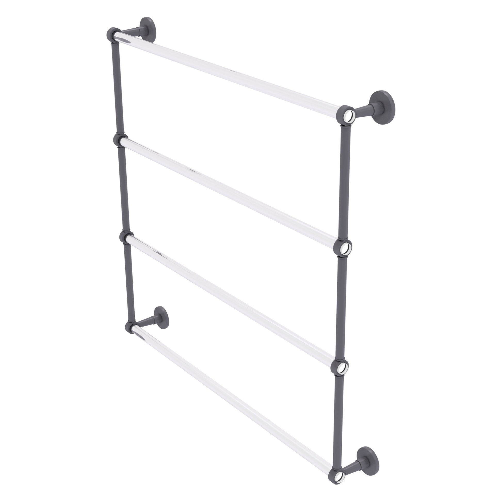 Allied Brass Clearview 38.6" x 4.6" Matte Gray Solid Brass Four-Tiered Ladder Towel Bar