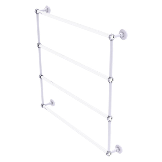Allied Brass Clearview 38.6" x 4.6" Matte White Solid Brass Four-Tiered Ladder Towel Bar With Dotted Accents