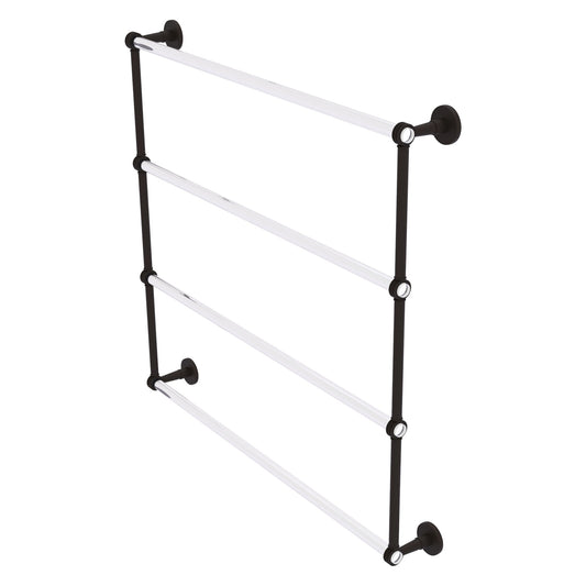 Allied Brass Clearview 38.6" x 4.6" Oil Rubbed Bronze Solid Brass Four-Tiered Ladder Towel Bar With Dotted Accents
