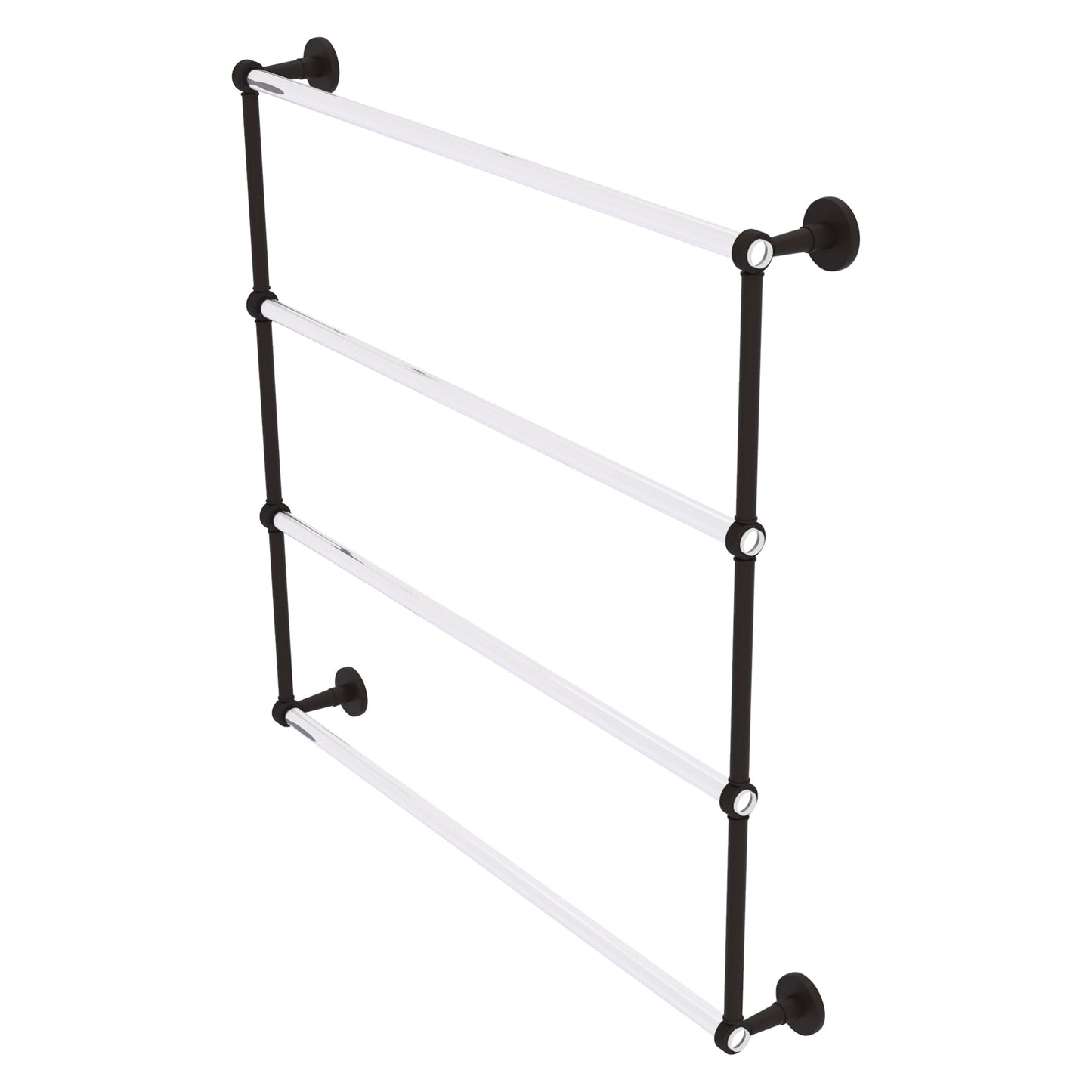 Allied Brass Clearview 38.6" x 4.6" Oil Rubbed Bronze Solid Brass Four-Tiered Ladder Towel Bar With Grooved Accents