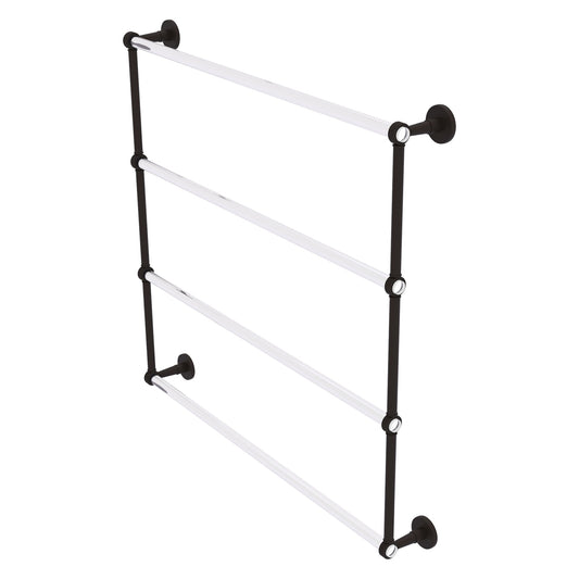 Allied Brass Clearview 38.6" x 4.6" Oil Rubbed Bronze Solid Brass Four-Tiered Ladder Towel Bar With Grooved Accents