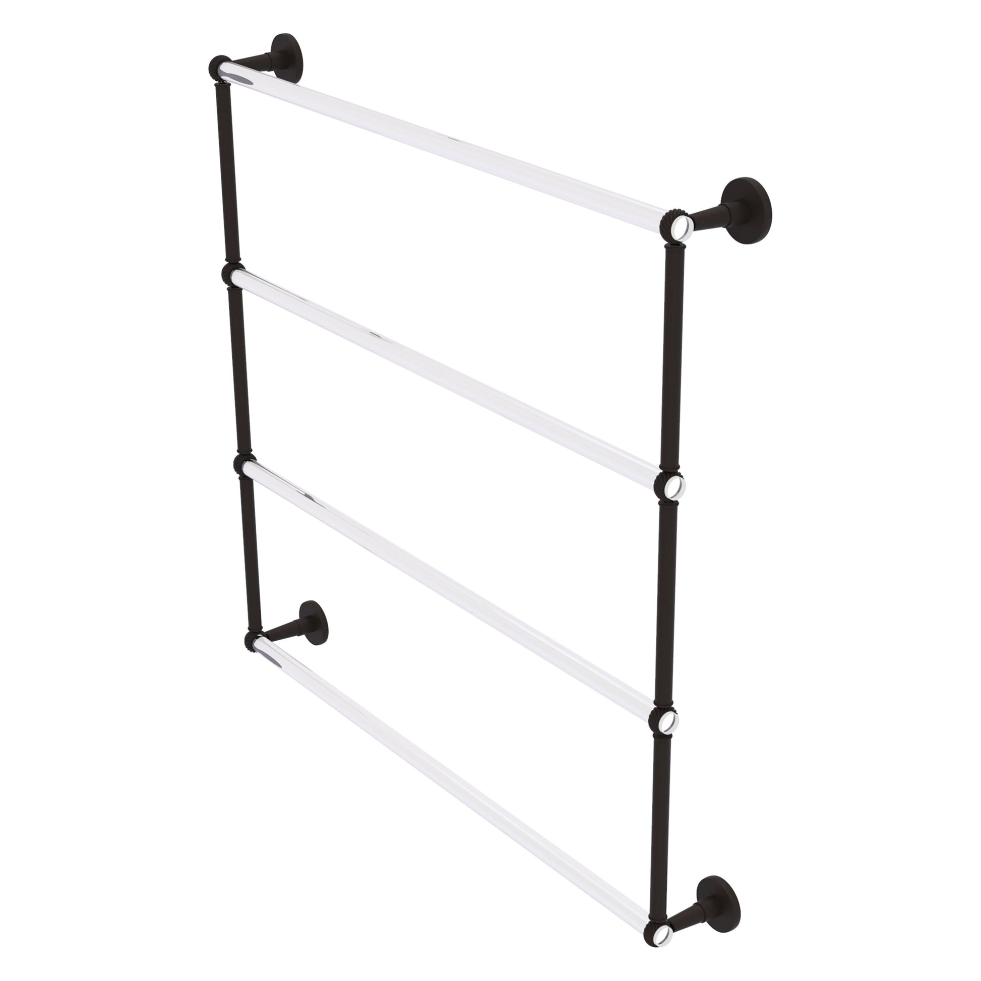 Allied Brass Clearview 38.6" x 4.6" Oil Rubbed Bronze Solid Brass Four-Tiered Ladder Towel Bar With Twisted Accents