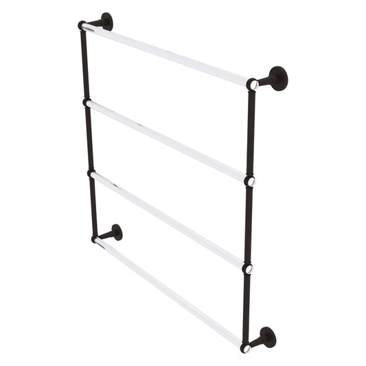 Allied Brass Clearview 38.6" x 4.6" Oil Rubbed Bronze Solid Brass Four-Tiered Ladder Towel Bar With Twisted Accents