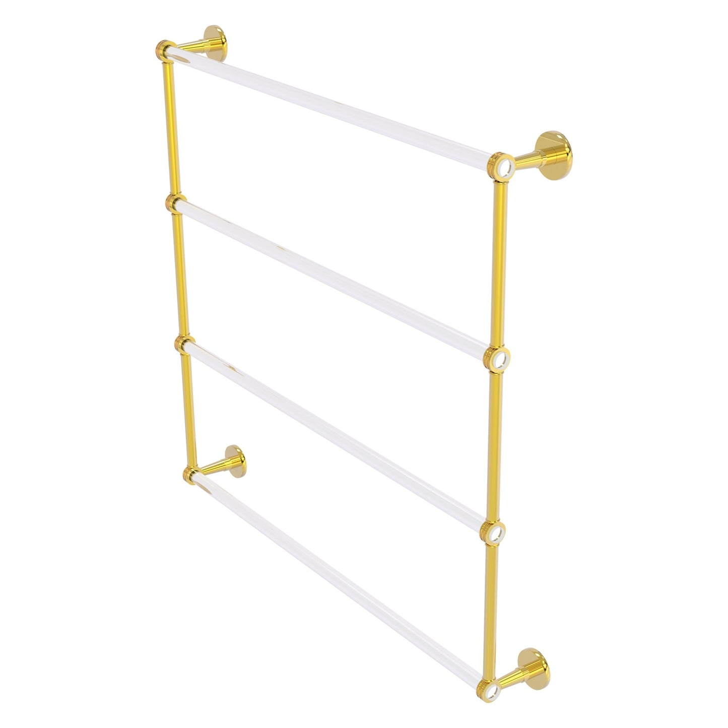Allied Brass Clearview 38.6" x 4.6" Polished Brass Solid Brass Four-Tiered Ladder Towel Bar With Dotted Accents