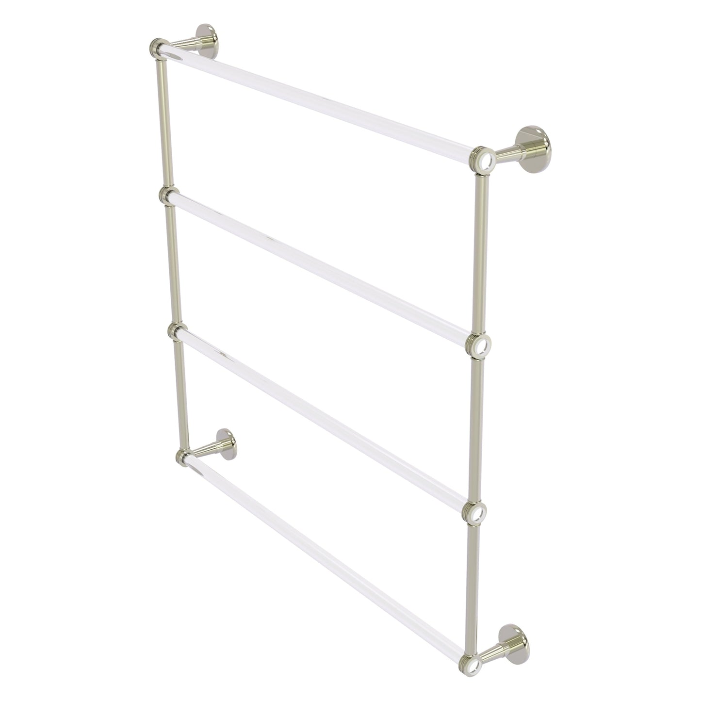 Allied Brass Clearview 38.6" x 4.6" Polished Nickel Solid Brass Four-Tiered Ladder Towel Bar With Dotted Accents