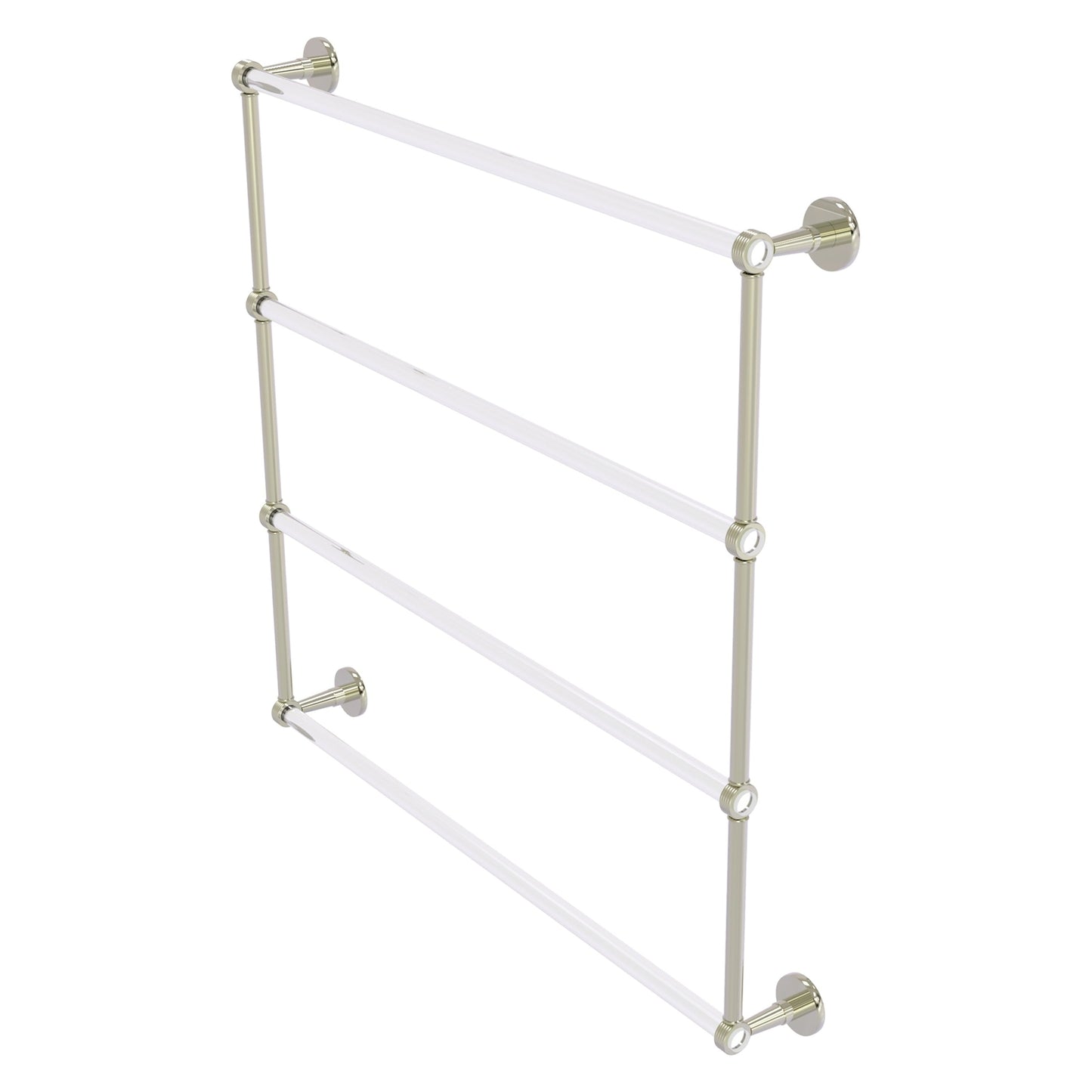 Allied Brass Clearview 38.6" x 4.6" Polished Nickel Solid Brass Four-Tiered Ladder Towel Bar With Grooved Accents