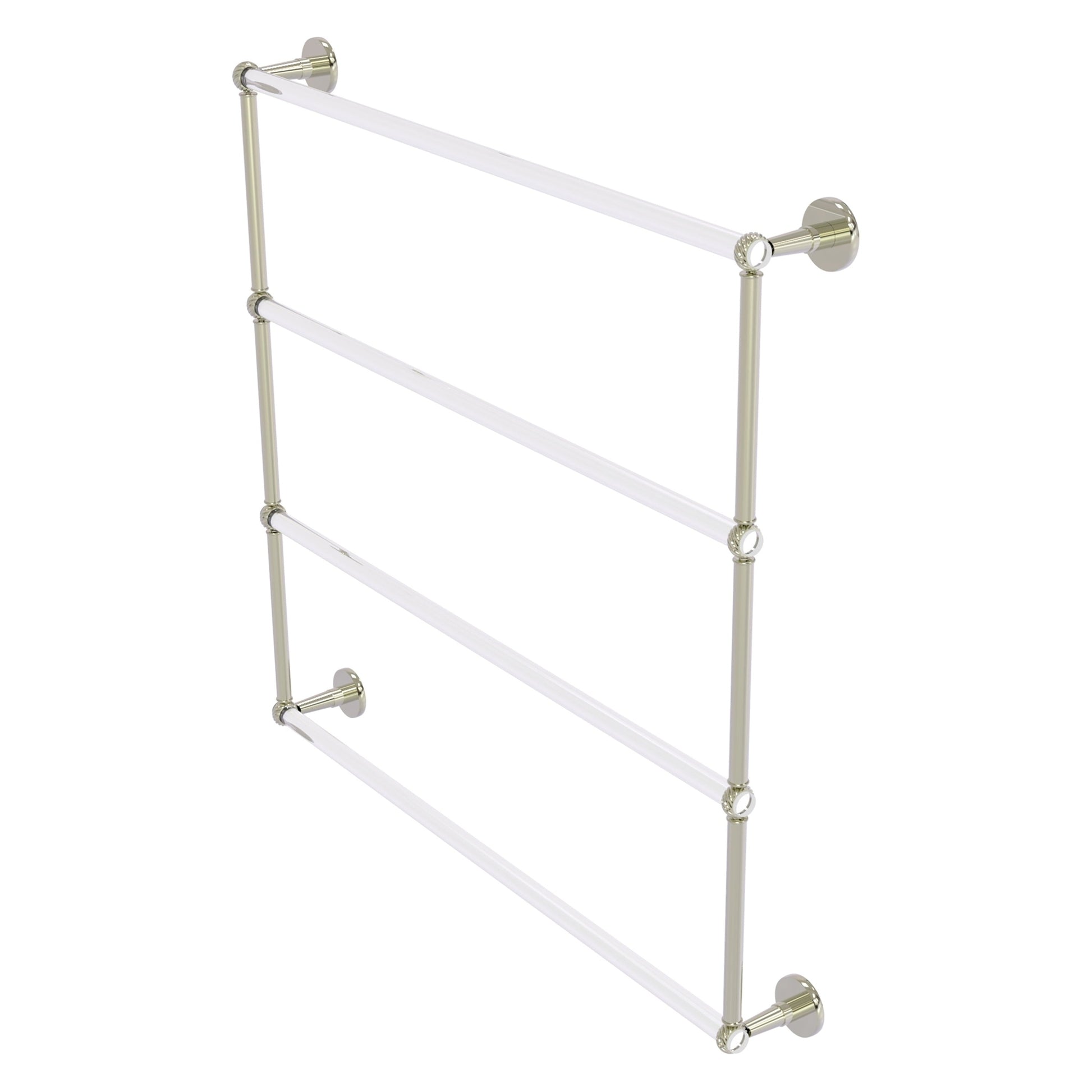 Allied Brass Clearview 38.6" x 4.6" Polished Nickel Solid Brass Four-Tiered Ladder Towel Bar With Twisted Accents