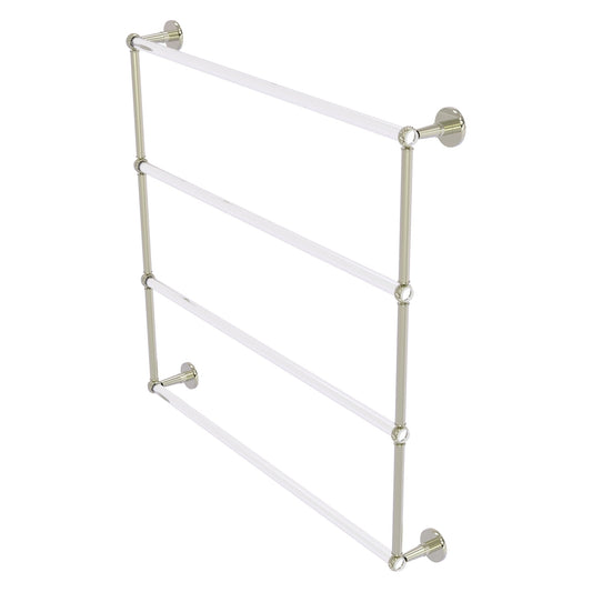 Allied Brass Clearview 38.6" x 4.6" Polished Nickel Solid Brass Four-Tiered Ladder Towel Bar With Twisted Accents