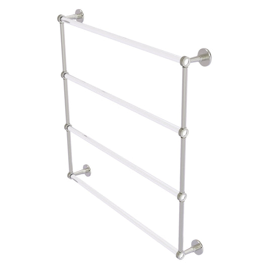 Allied Brass Clearview 38.6" x 4.6" Satin Nickel Solid Brass Four-Tiered Ladder Towel Bar With Dotted Accents