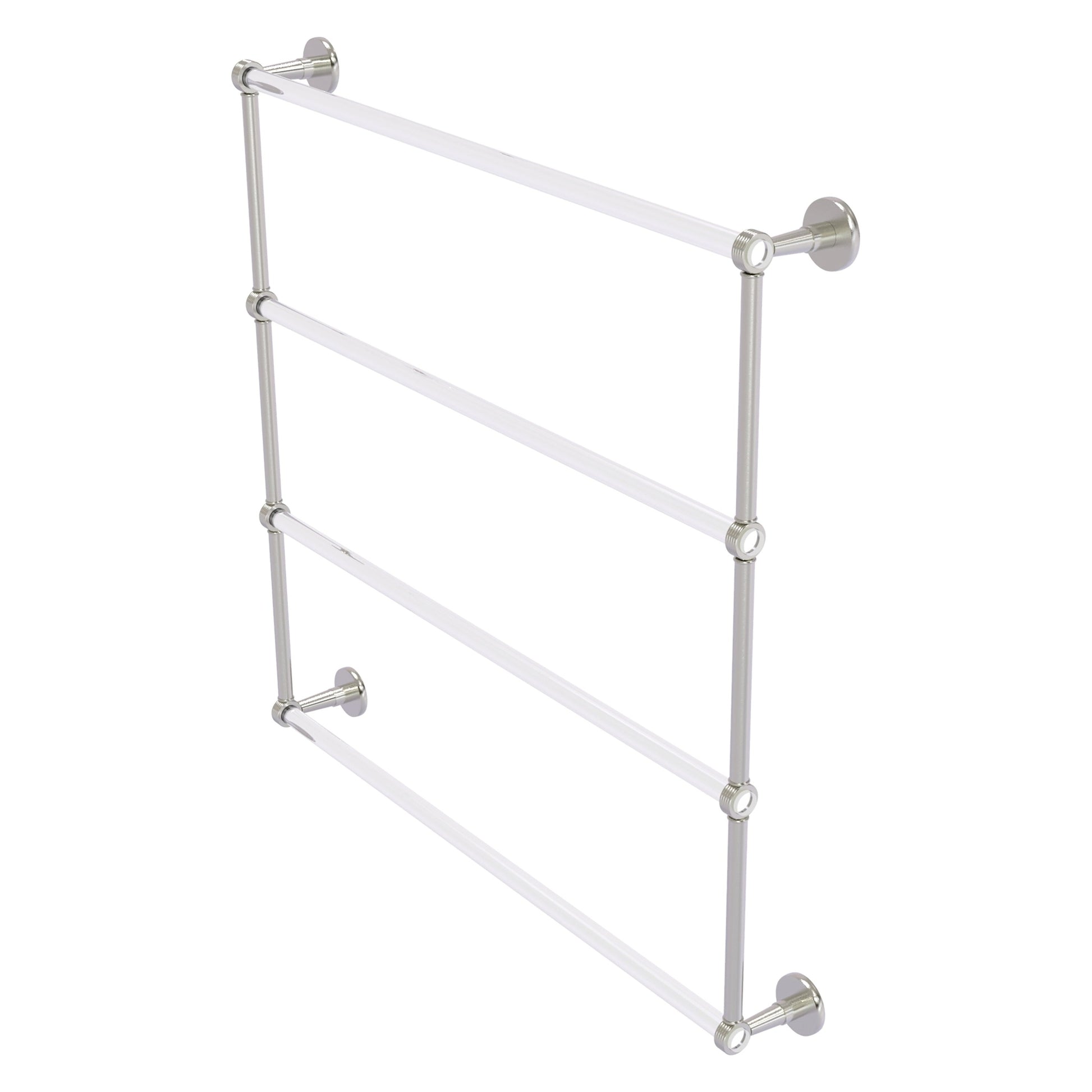 Allied Brass Clearview 38.6" x 4.6" Satin Nickel Solid Brass Four-Tiered Ladder Towel Bar With Grooved Accents
