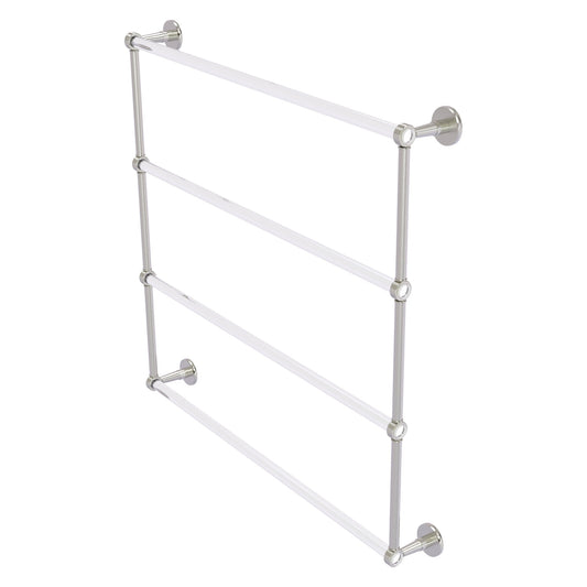 Allied Brass Clearview 38.6" x 4.6" Satin Nickel Solid Brass Four-Tiered Ladder Towel Bar With Grooved Accents