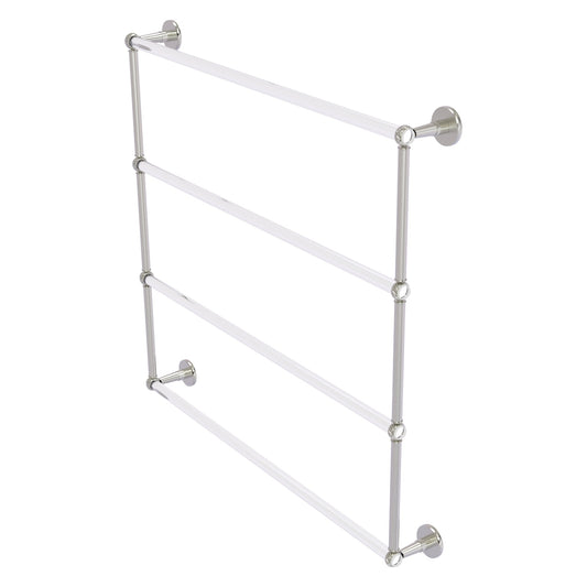 Allied Brass Clearview 38.6" x 4.6" Satin Nickel Solid Brass Four-Tiered Ladder Towel Bar With Twisted Accents