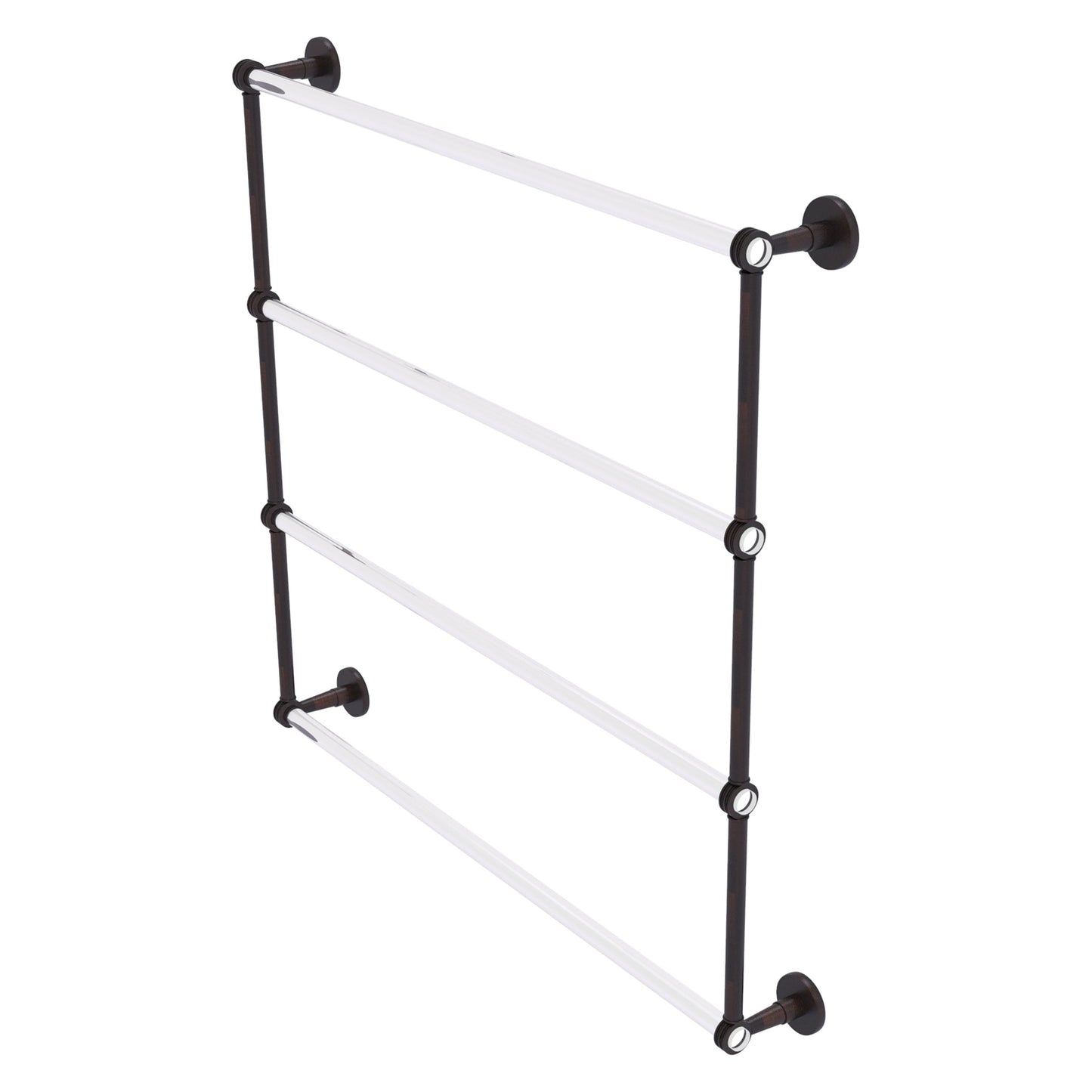Allied Brass Clearview 38.6" x 4.6" Venetian Bronze Solid Brass Four-Tiered Ladder Towel Bar With Dotted Accents