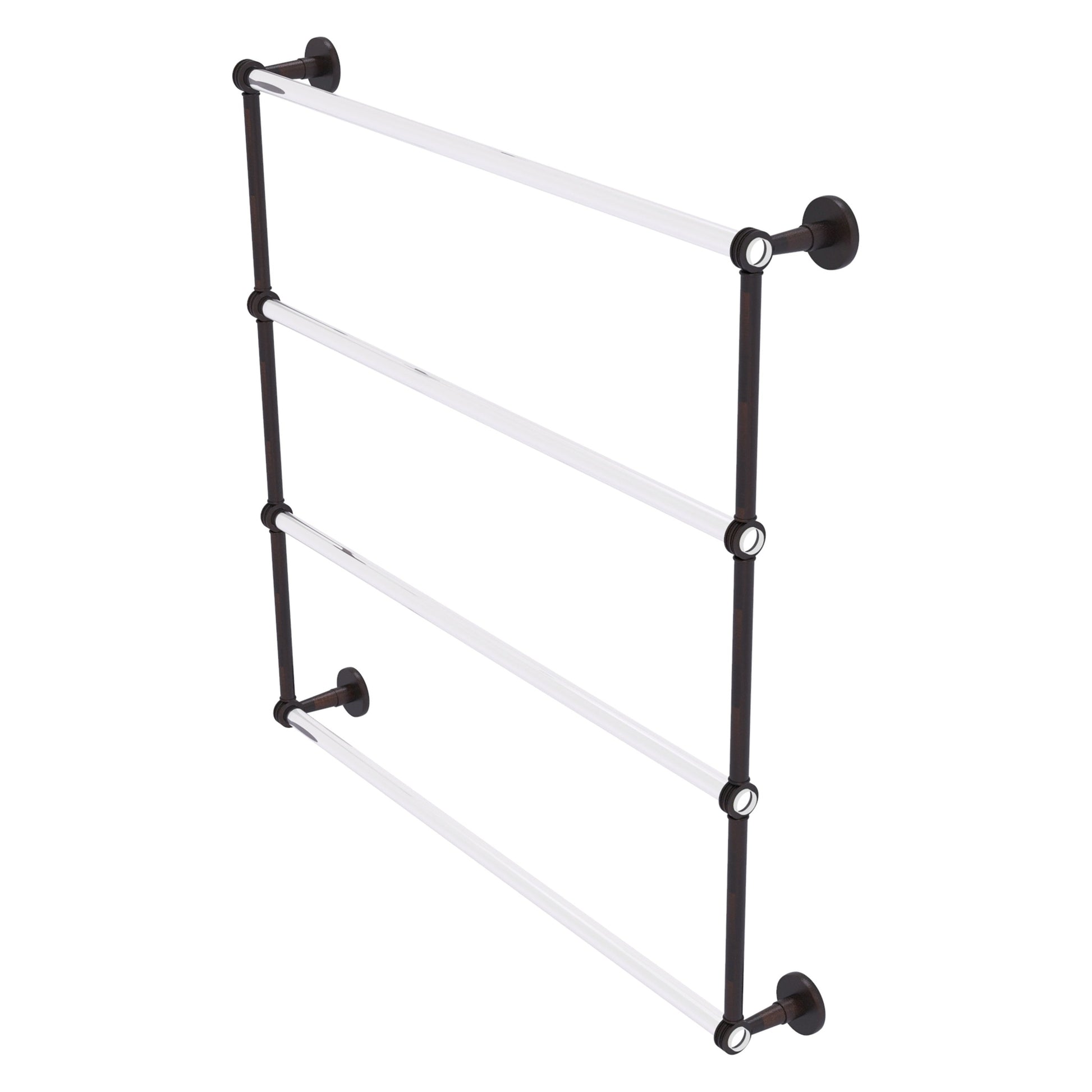 Allied Brass Clearview 38.6" x 4.6" Venetian Bronze Solid Brass Four-Tiered Ladder Towel Bar With Dotted Accents