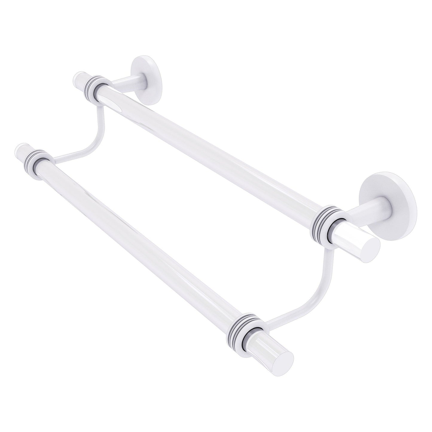 Allied Brass Clearview 40" x 5.5" Matte White Solid Brass Double Towel Bar With Dotted Accents